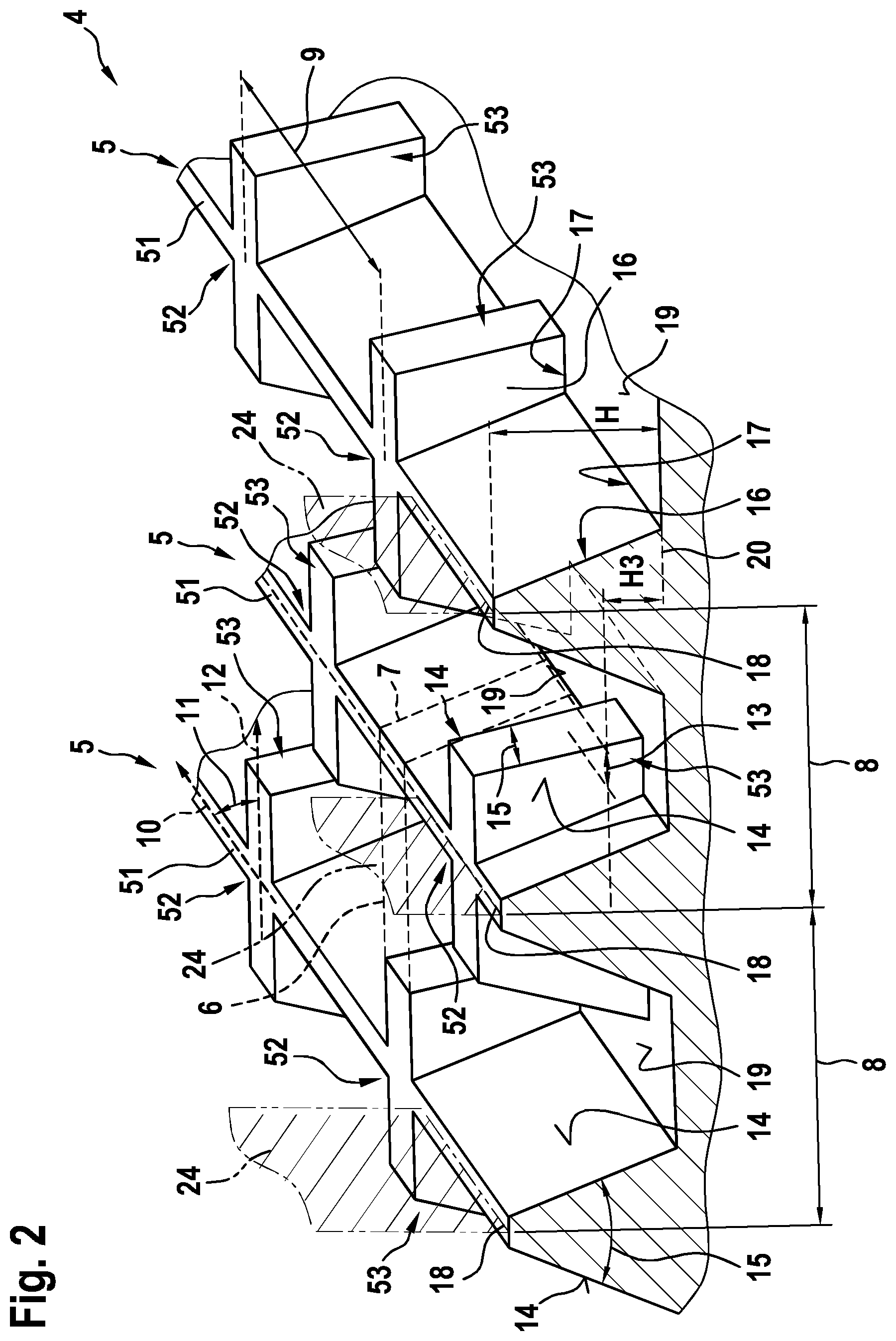 Patent US12090796 Figure 2 – Pneumatic vehicle tire having a hatched surface