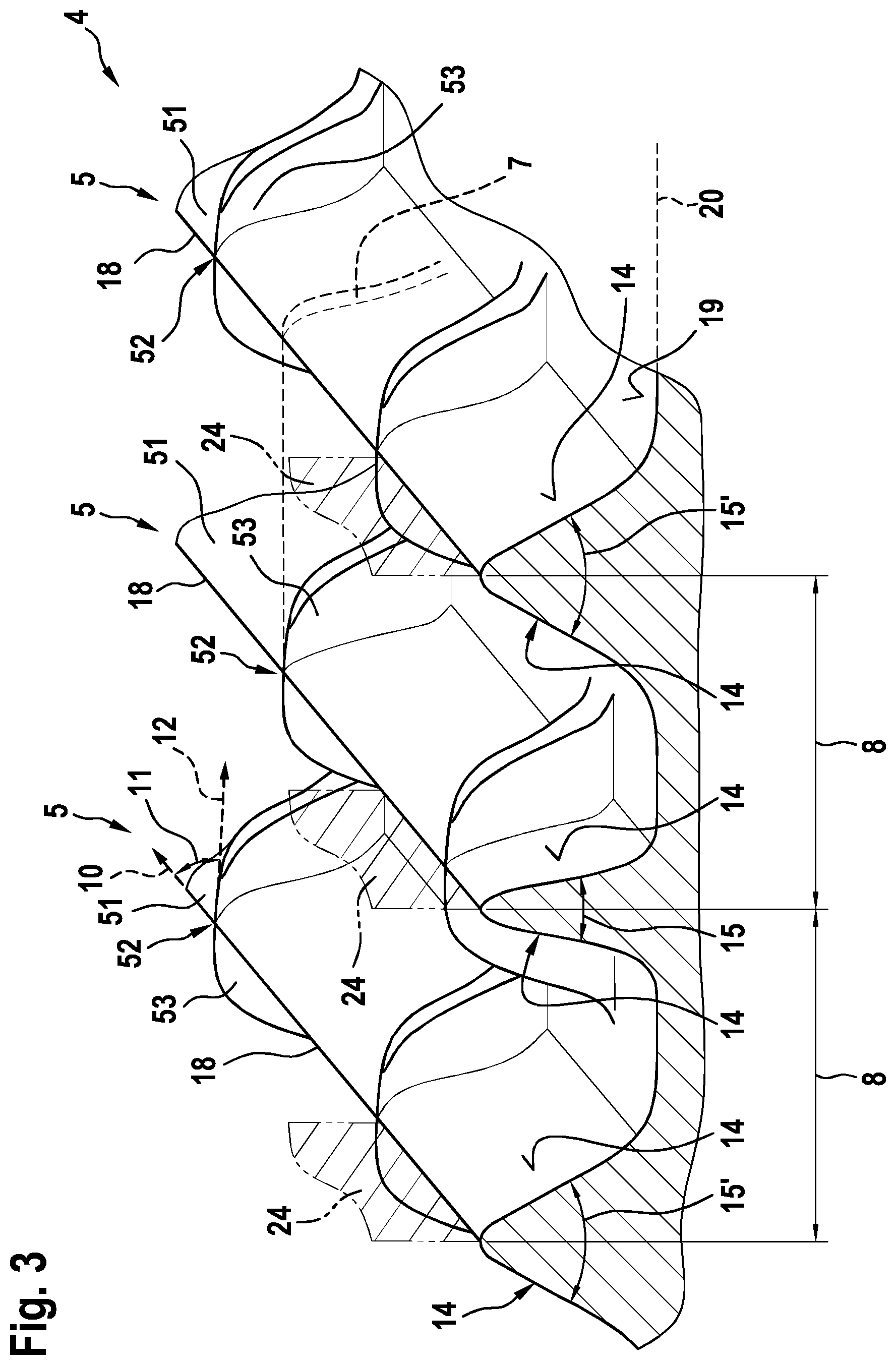 Patent US12090796 Figure 3 – Pneumatic vehicle tire having a hatched surface
