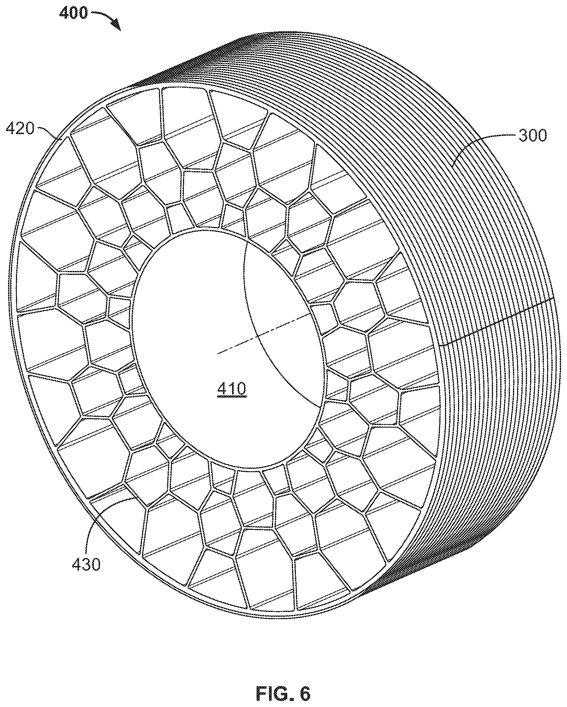 Patent US12090801 Figure 5 – Non-pneumatic tire having reinforced outer ring