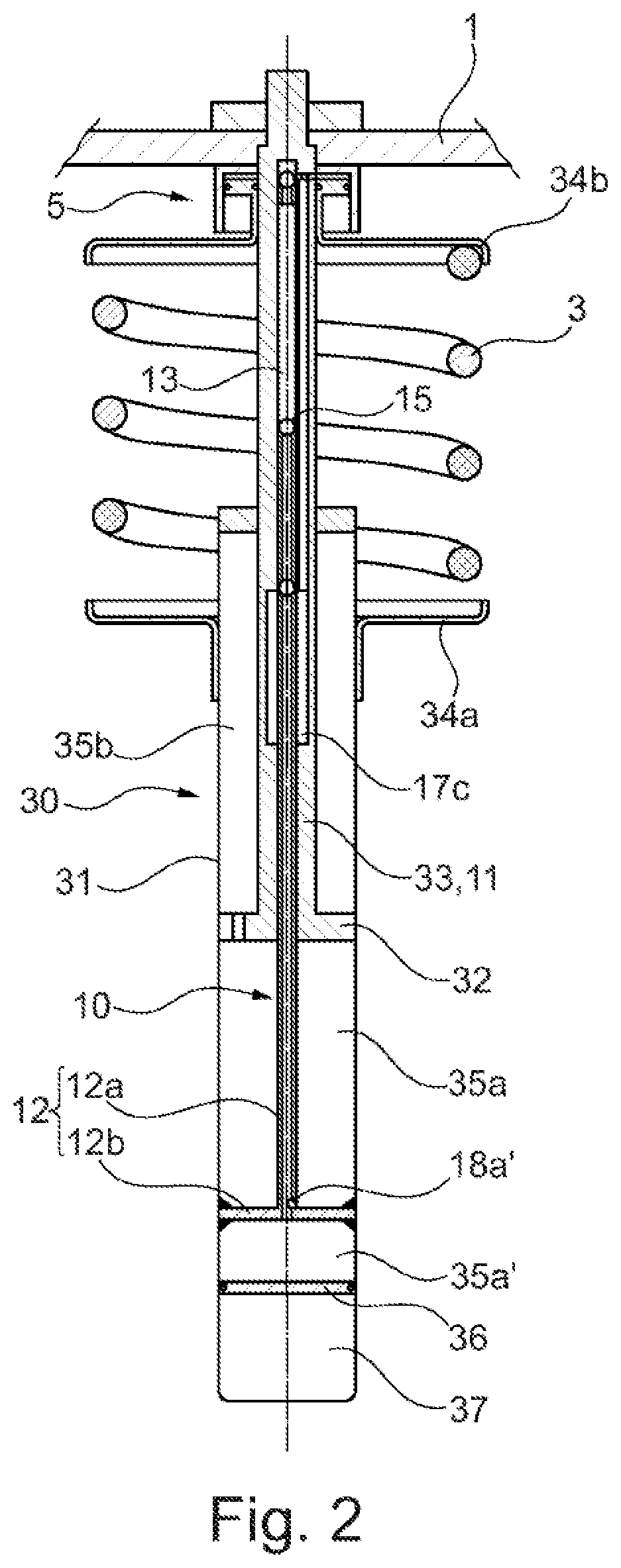 Patent US12090804 Figure 2 – Vehicle wheel suspension having an adjustment system for the base of a structure support spring