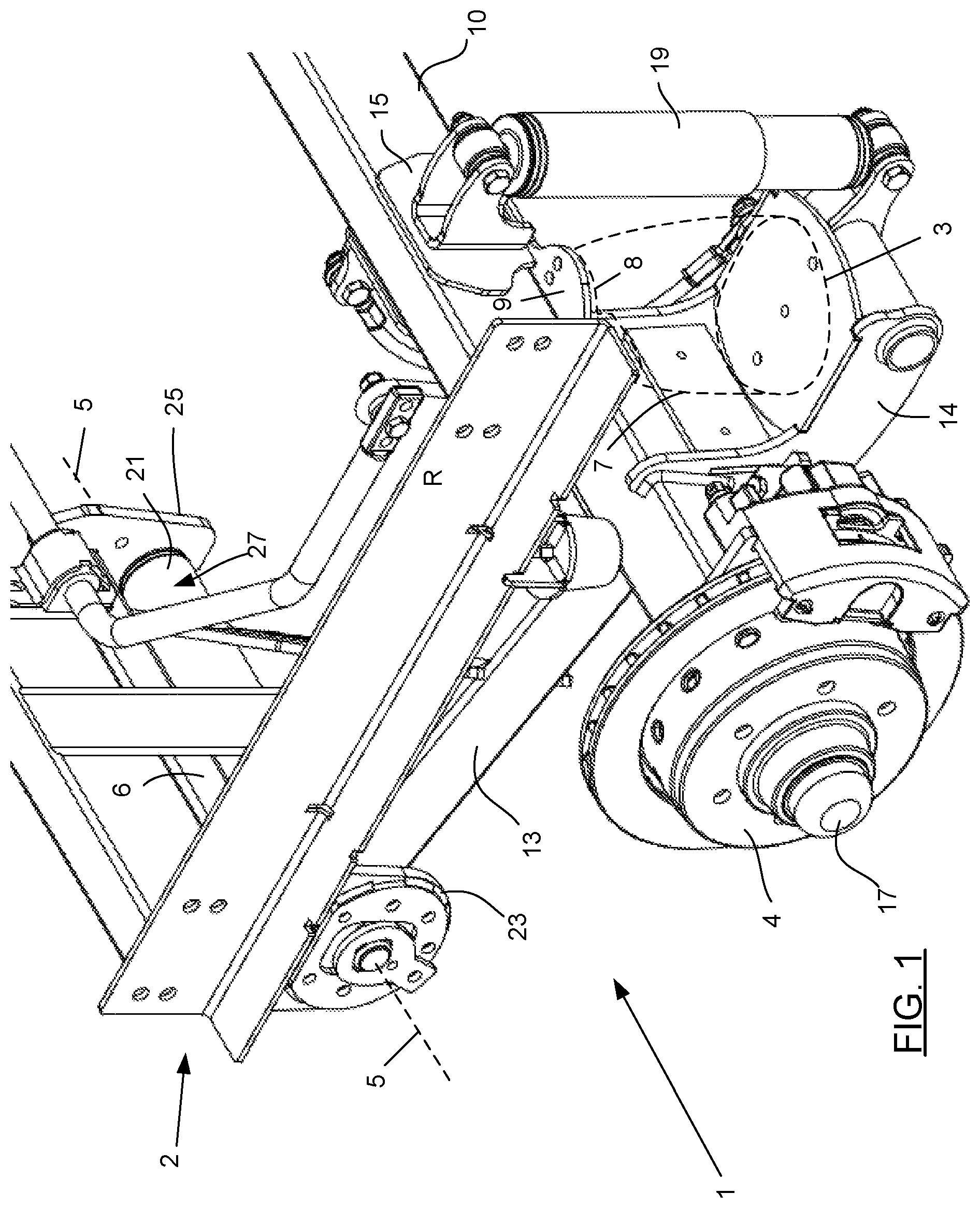 Patent US12090805 Figure 1 – Independent suspension with airbag