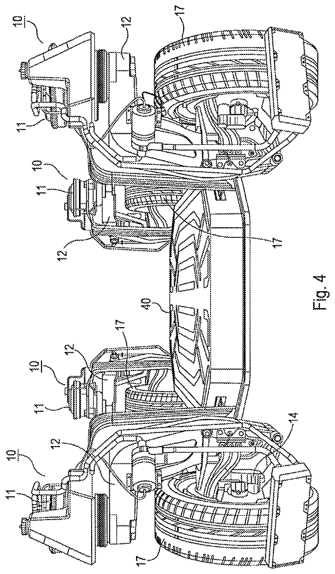 Patent US12090808 Figure 4 – Double wishbone suspension system for an in-wheel electric motor