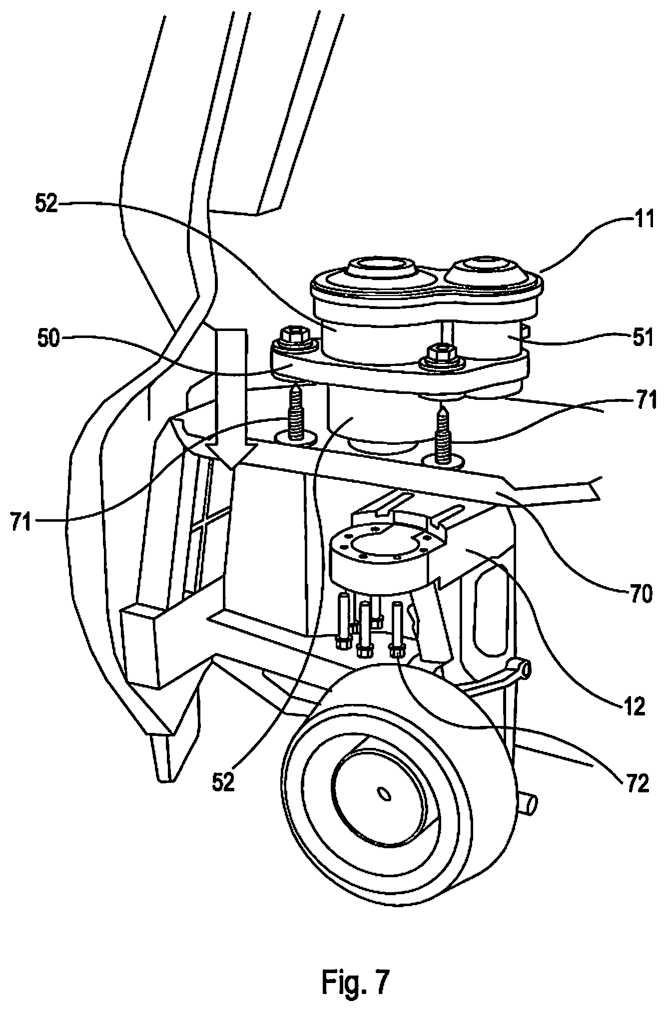 Patent US12090808 Figure 6 – Double wishbone suspension system for an in-wheel electric motor
