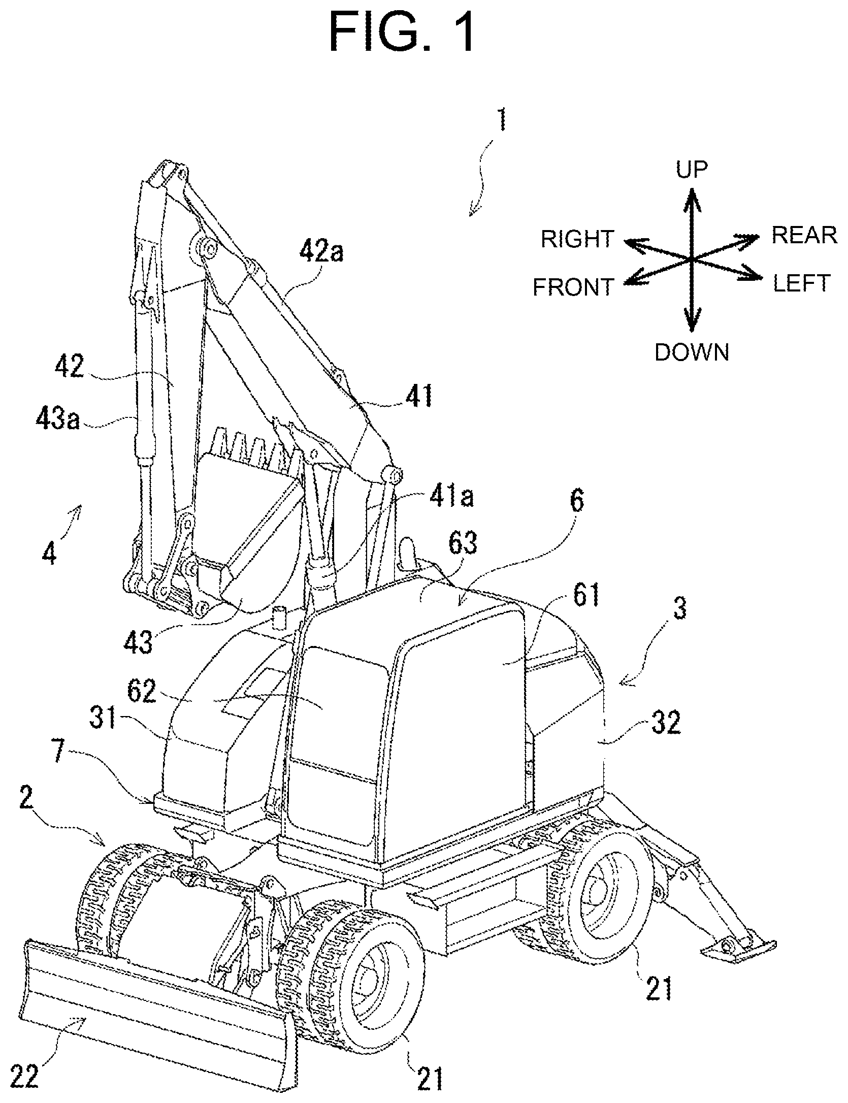 Patent US12090812 Figure 1 – Construction machine