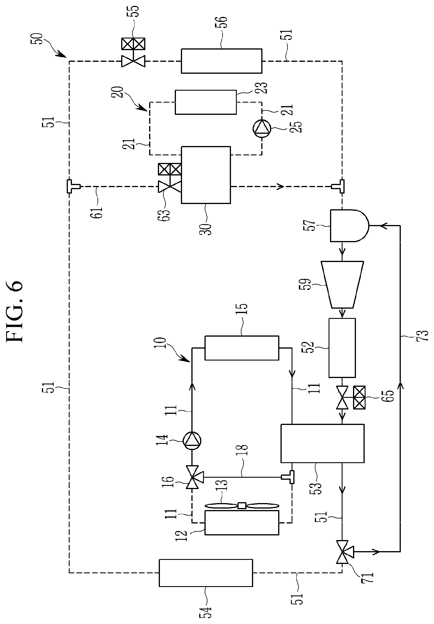 Patent US12090816 Figure 6 – Heat pump system for vehicle