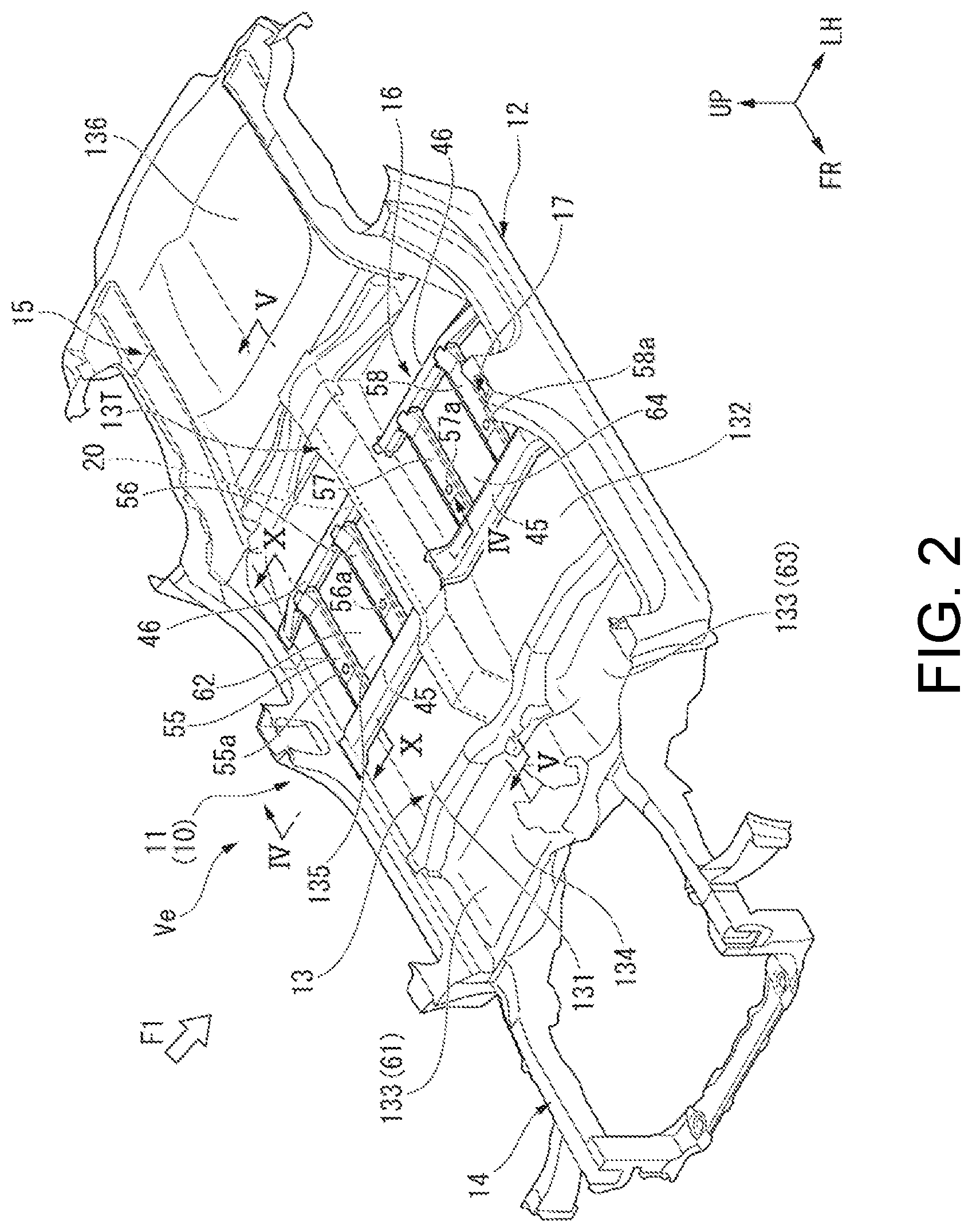 Patent US12090831 Figure 2 – Vehicle body lower structure