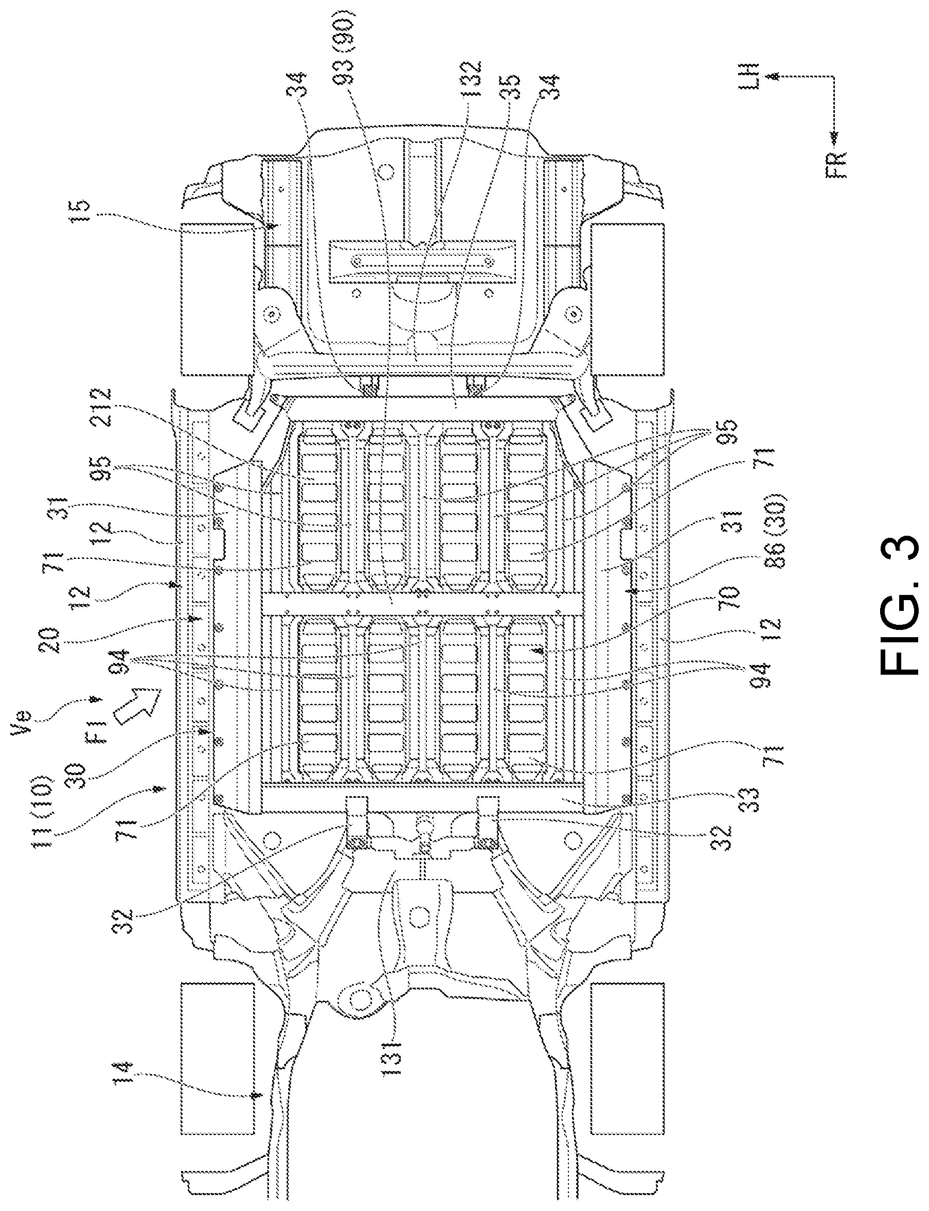 Patent US12090831 Figure 3 – Vehicle body lower structure