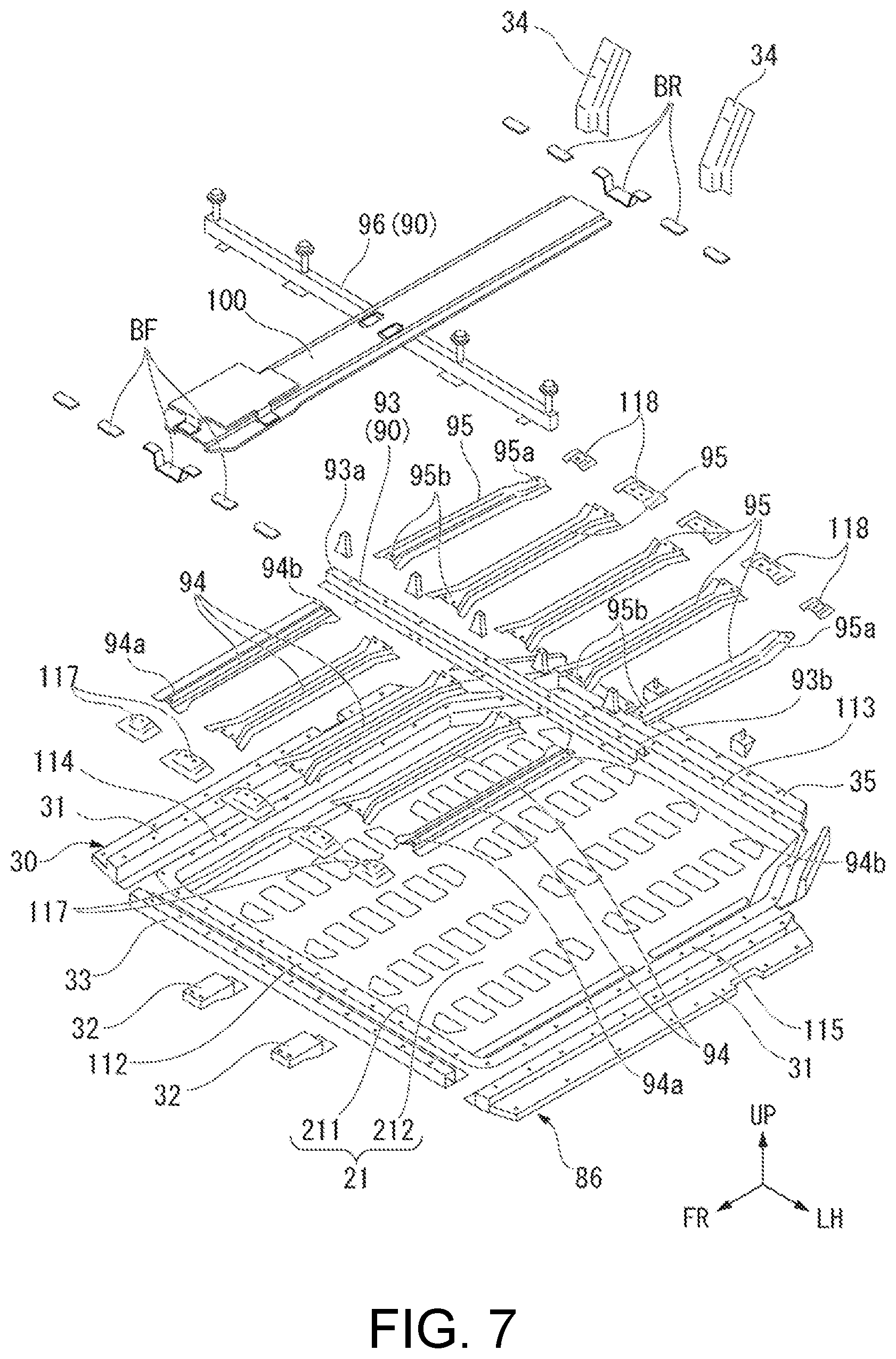 Patent US12090831 Figure 7 – Vehicle body lower structure