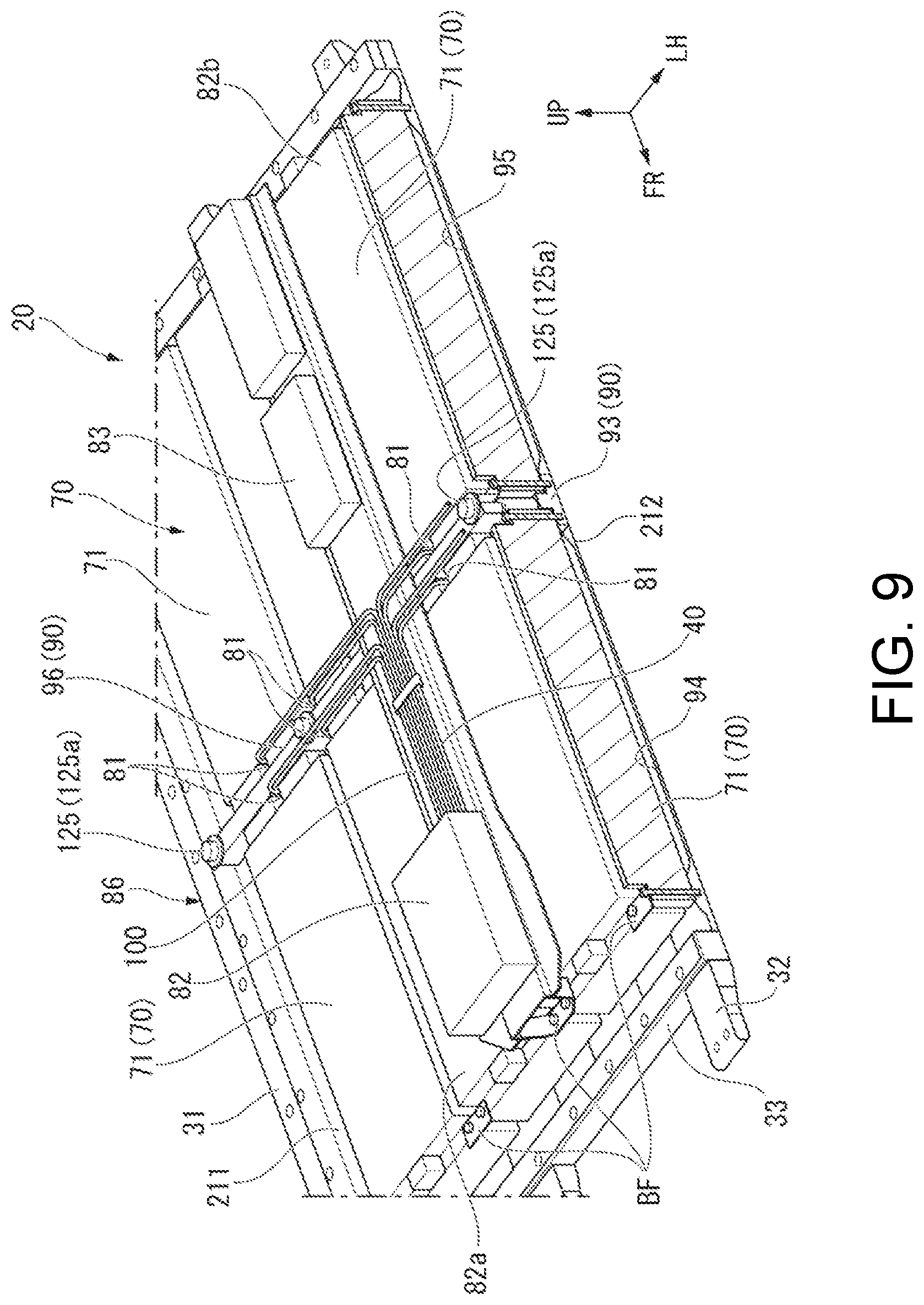 Patent US12090831 Figure 9 – Vehicle body lower structure
