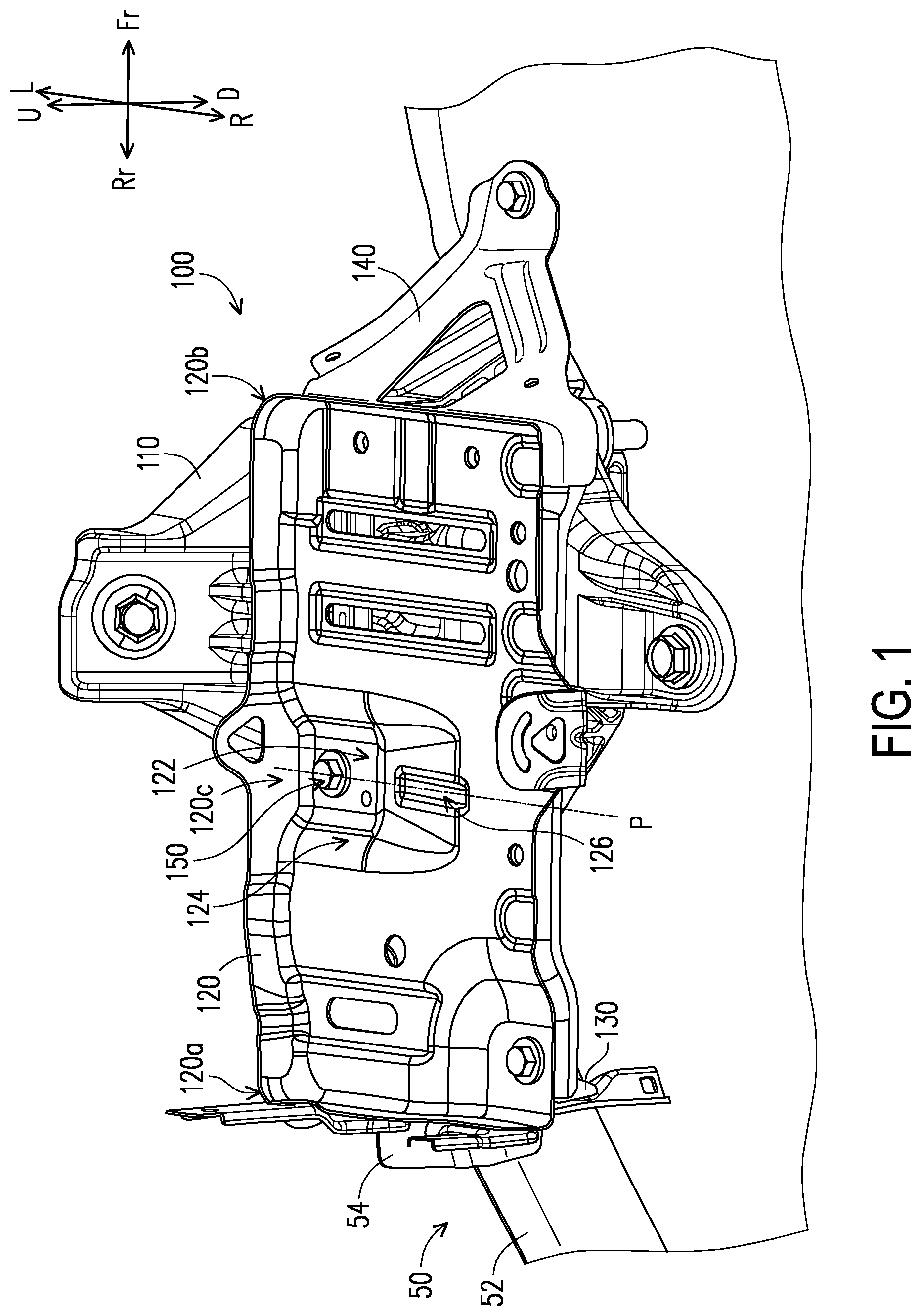 Patent US12090832 — Battery installation structure — Figure 1