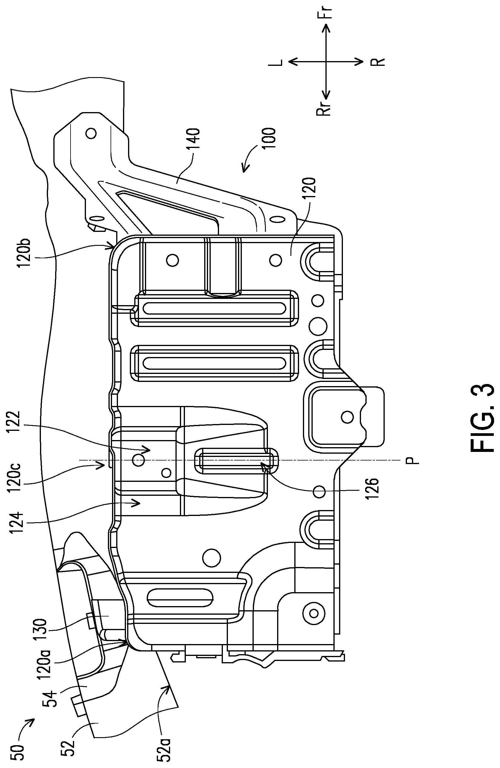 Patent US12090832 Figure 3 – Battery installation structure