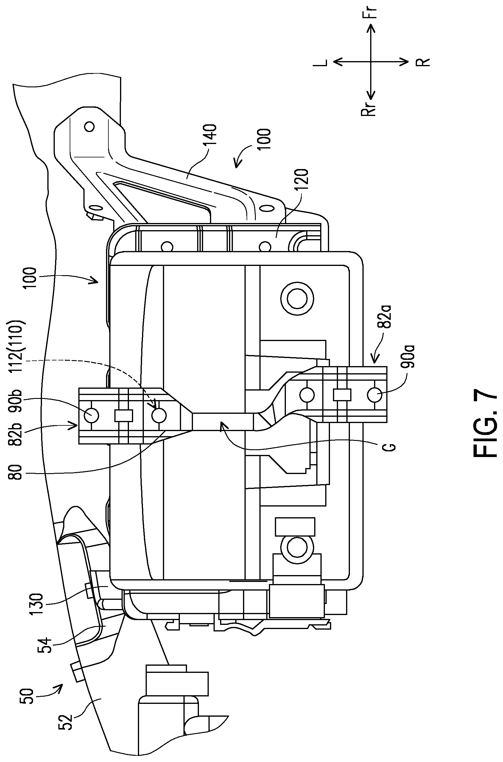 Patent US12090832 Figure 6 – Battery installation structure