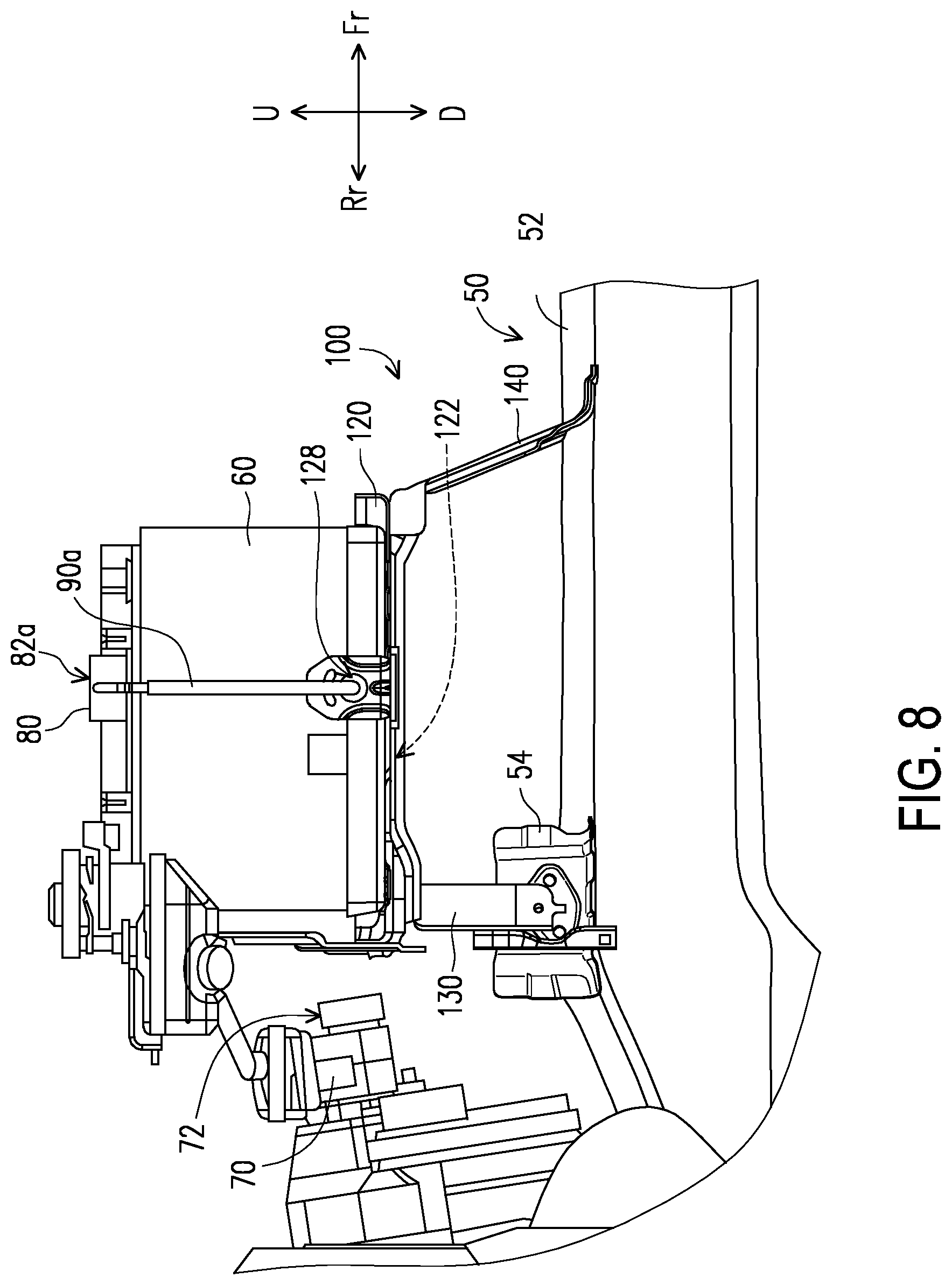 Patent US12090832 Figure 7 – Battery installation structure