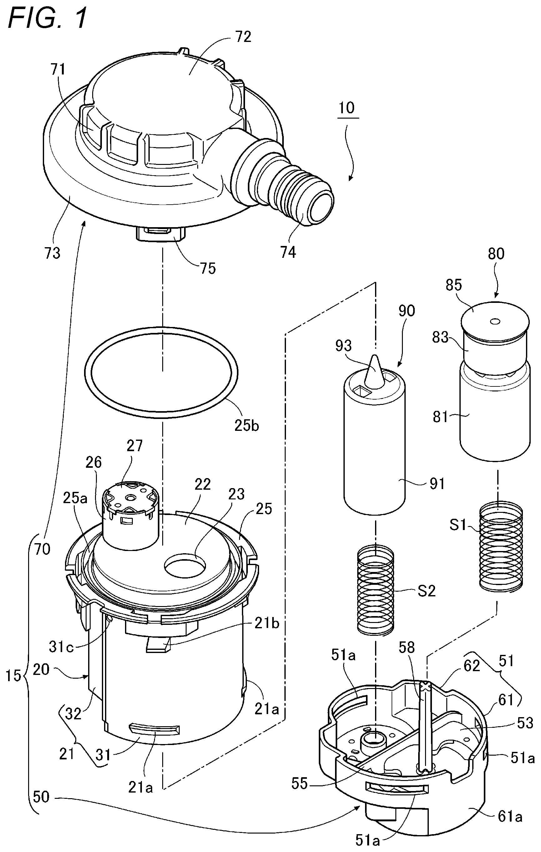 Patent US12090838 — Valve device for fuel tank — Figure 1