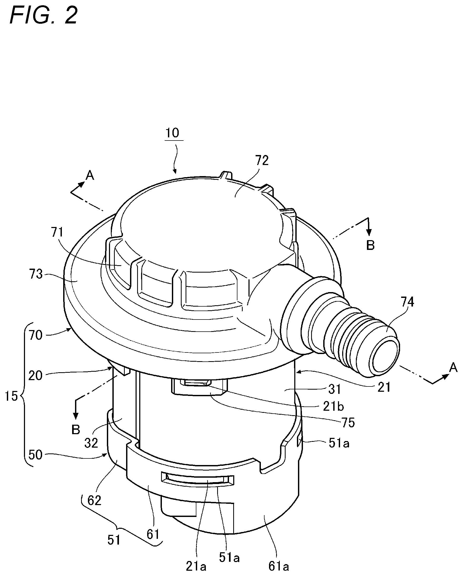 Patent US12090838 Figure 2 – Valve device for fuel tank