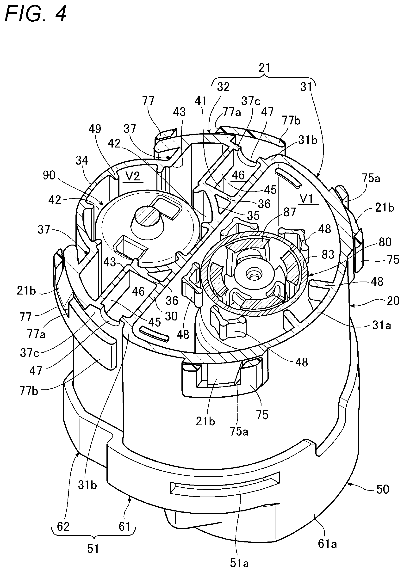 Patent US12090838 Figure 4 – Valve device for fuel tank