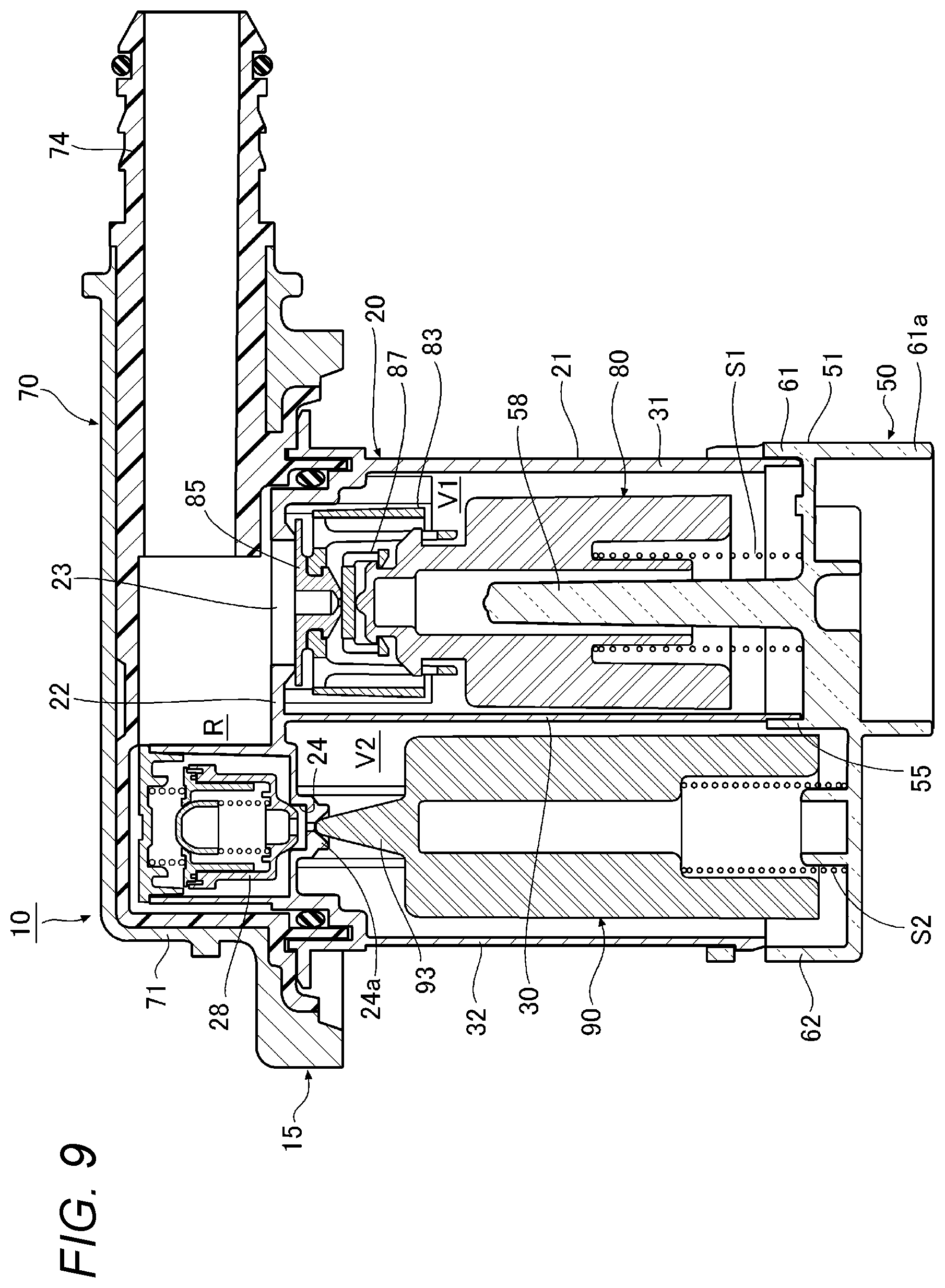 Patent US12090838 Figure 9 – Valve device for fuel tank