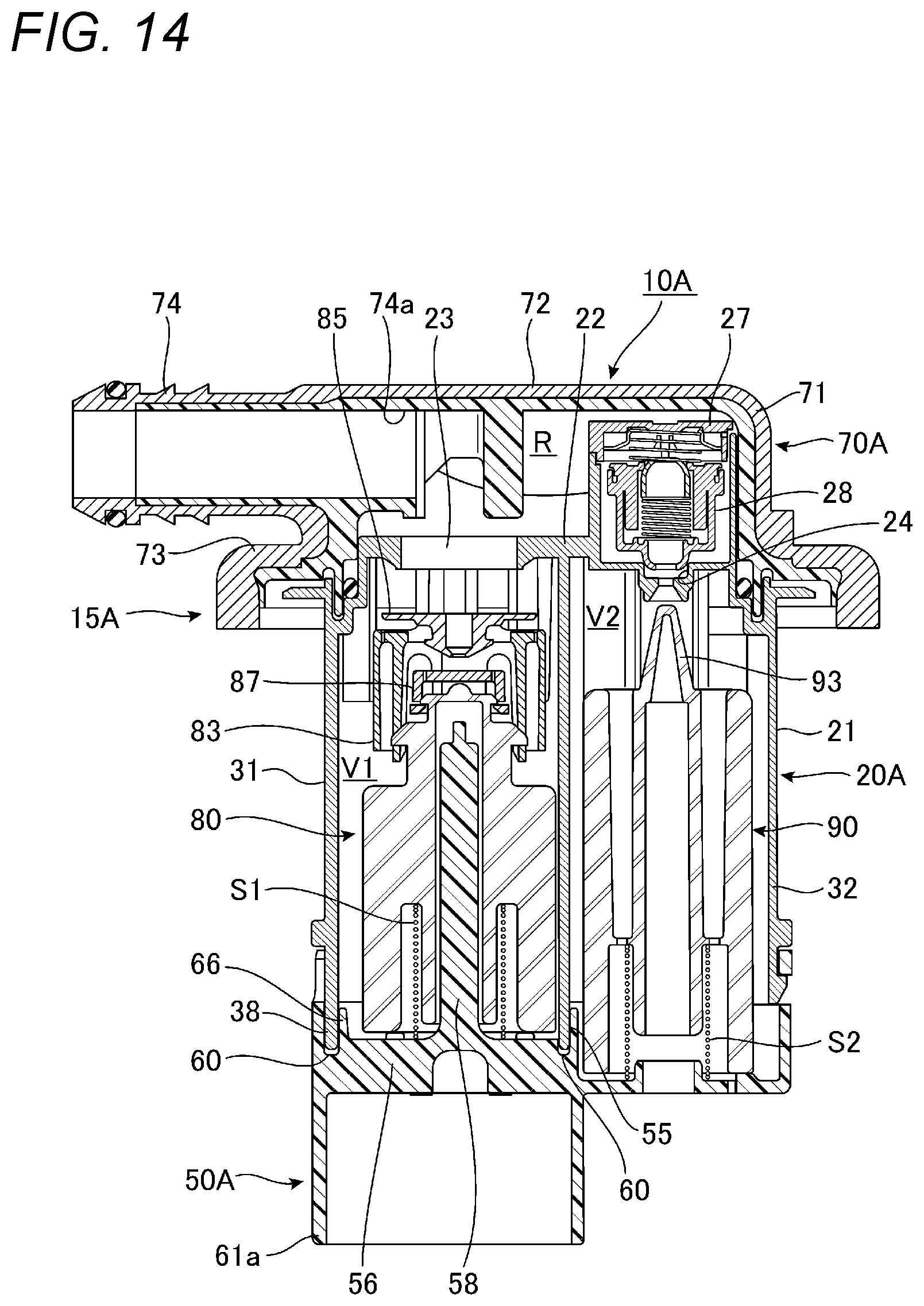 Patent US12090838 Figure 14 – Valve device for fuel tank