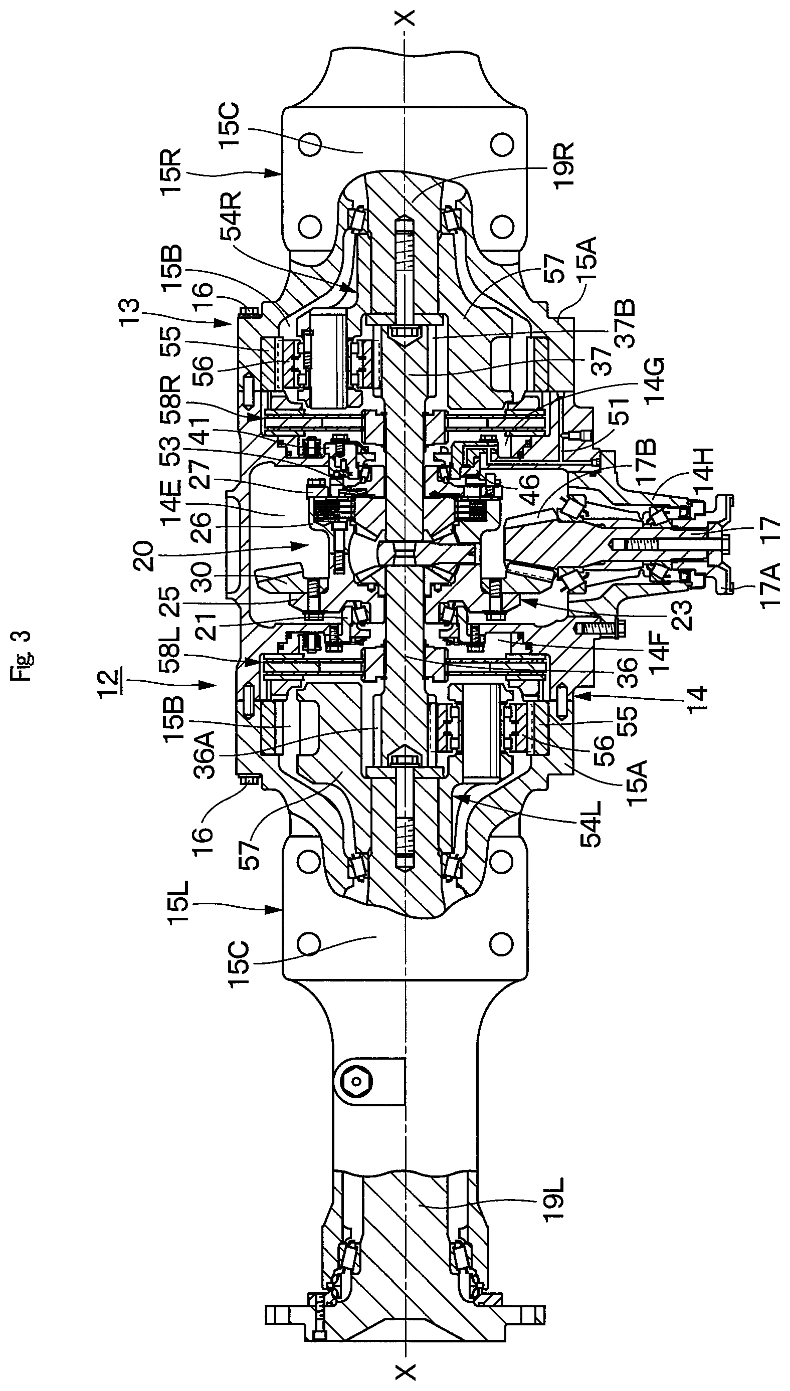 Patent US12090841 Figure 3 – Vehicular axle device