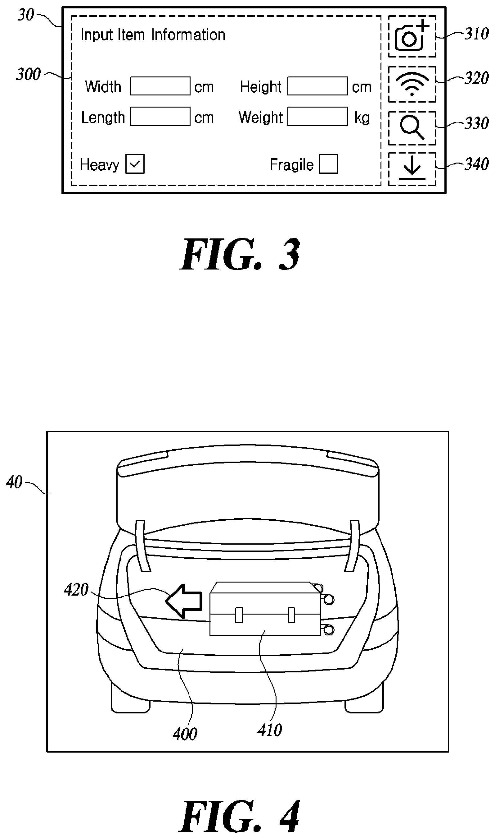 Patent US12090851 Figure 2 – Method and device for guiding item arrangement in vehicle