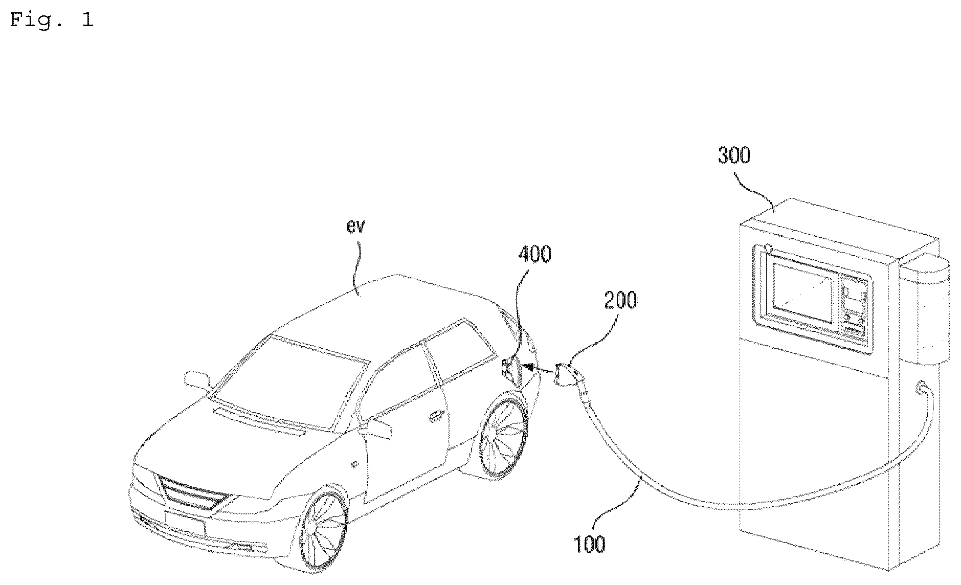 Patent US12090877 Figure 1 – Electric vehicle charging connector and electric vehicle charging assembly comprising same