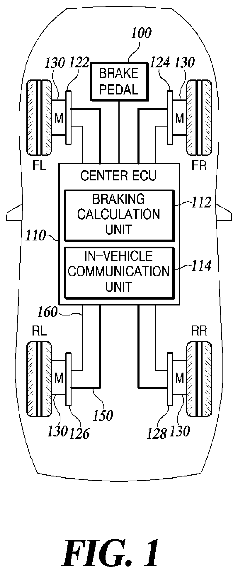 Patent US12090891 Figure 1 – Apparatus and method for controlling electro-mechanical brake