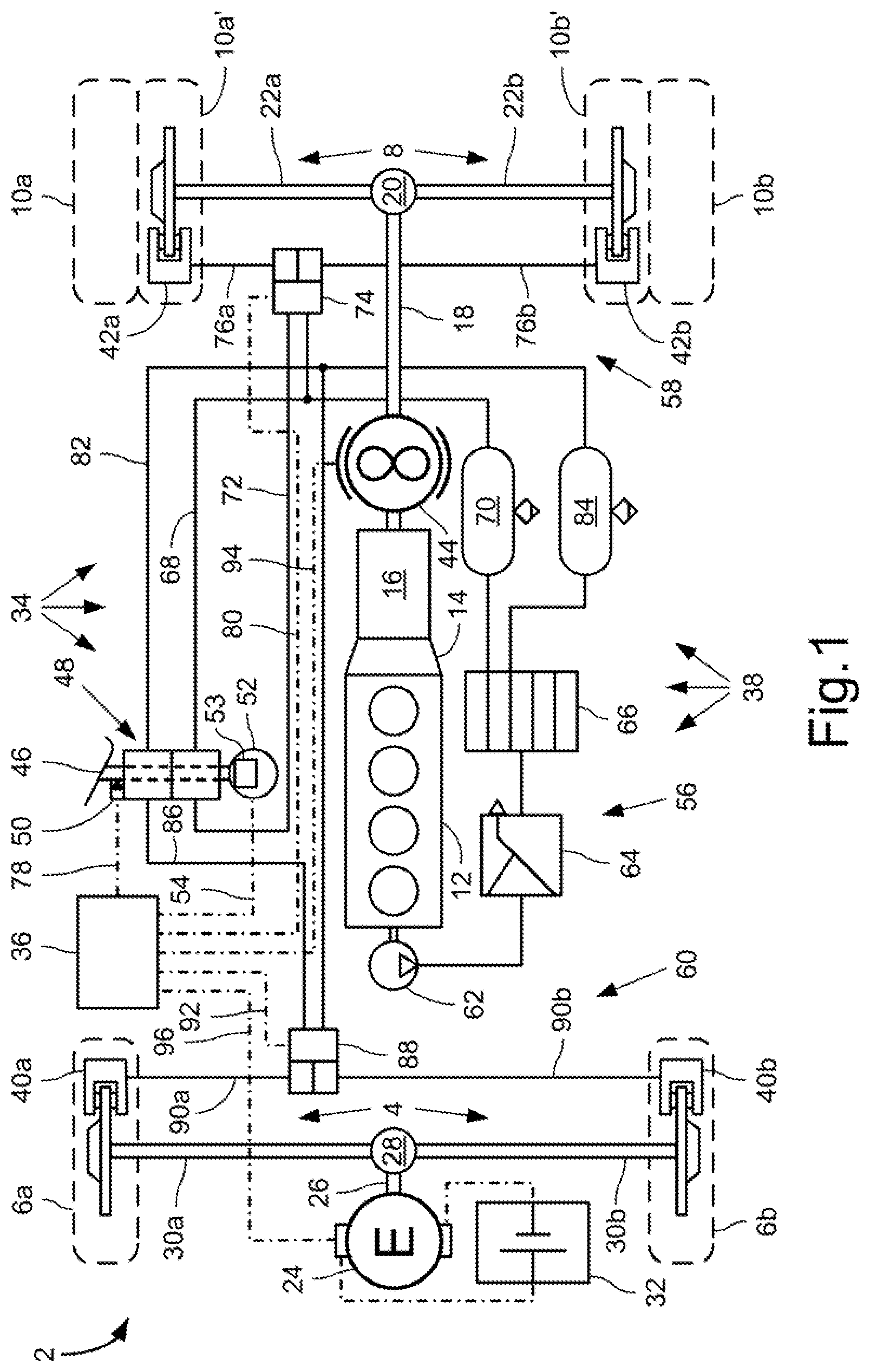 Patent US12090893 — Braking system of a motor vehicle and method for controlling the same — Figure 1