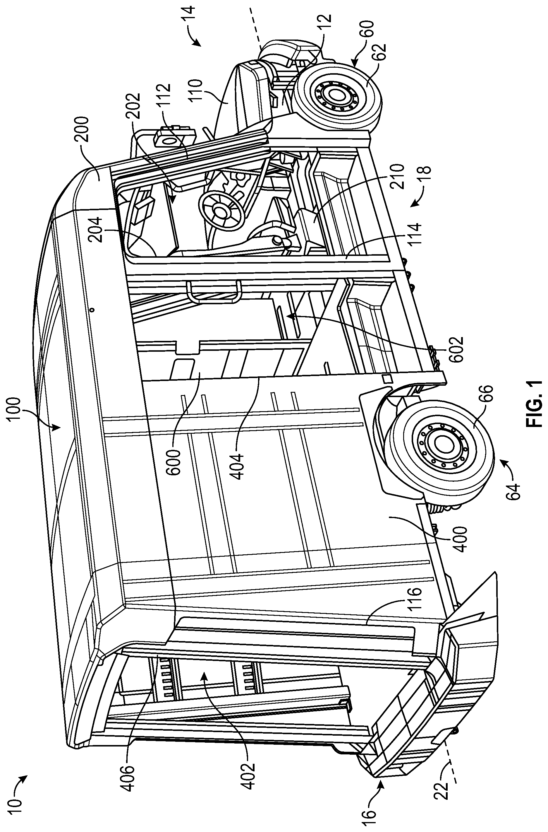 Patent US12090894 Figure 1 – Repositionable seat for delivery vehicle