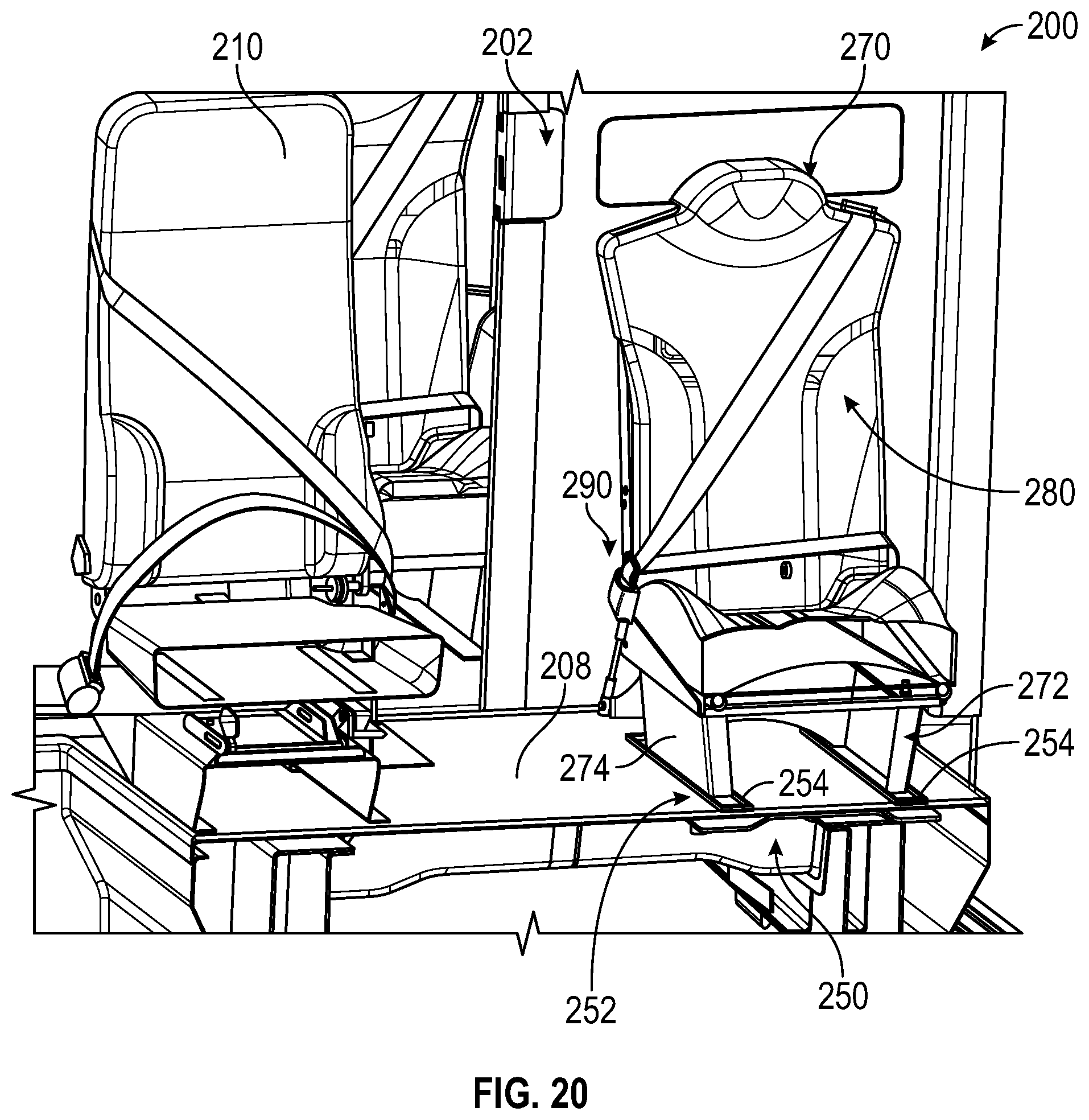 Patent US12090894 Figure 18 – Repositionable seat for delivery vehicle