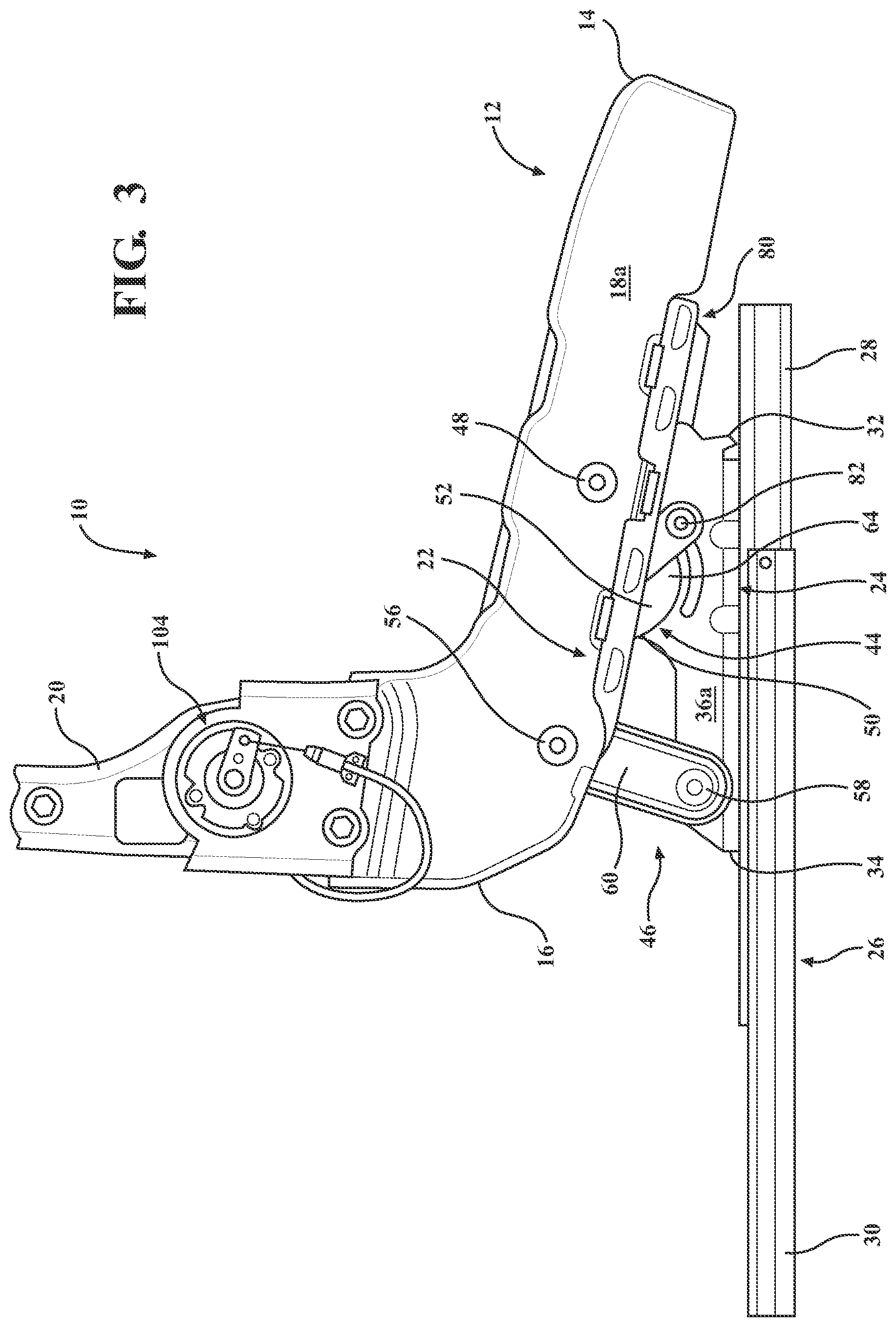 Patent US12090895 Figure 3 – Seat assembly with power easy entry having concentric motion