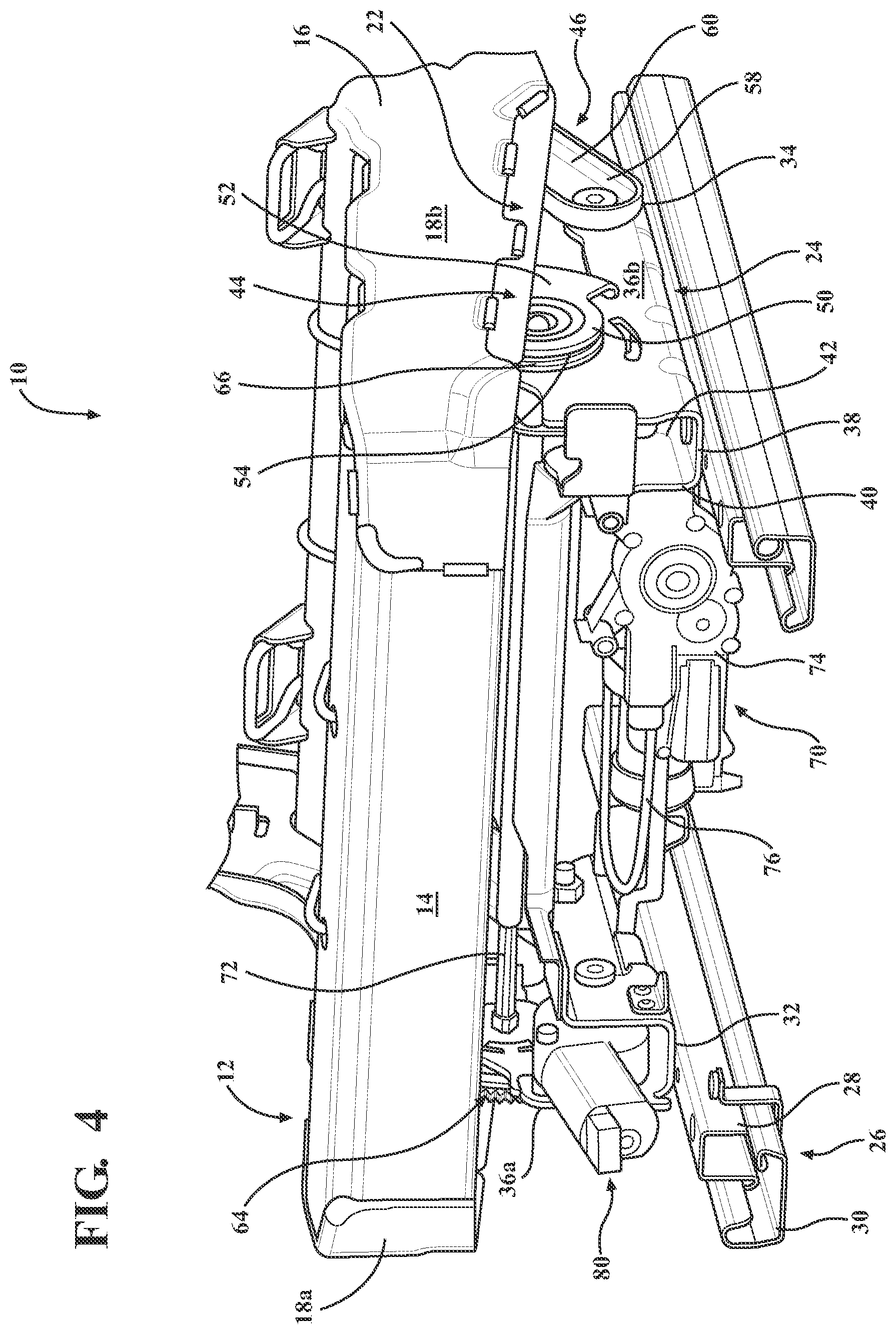 Patent US12090895 Figure 4 – Seat assembly with power easy entry having concentric motion