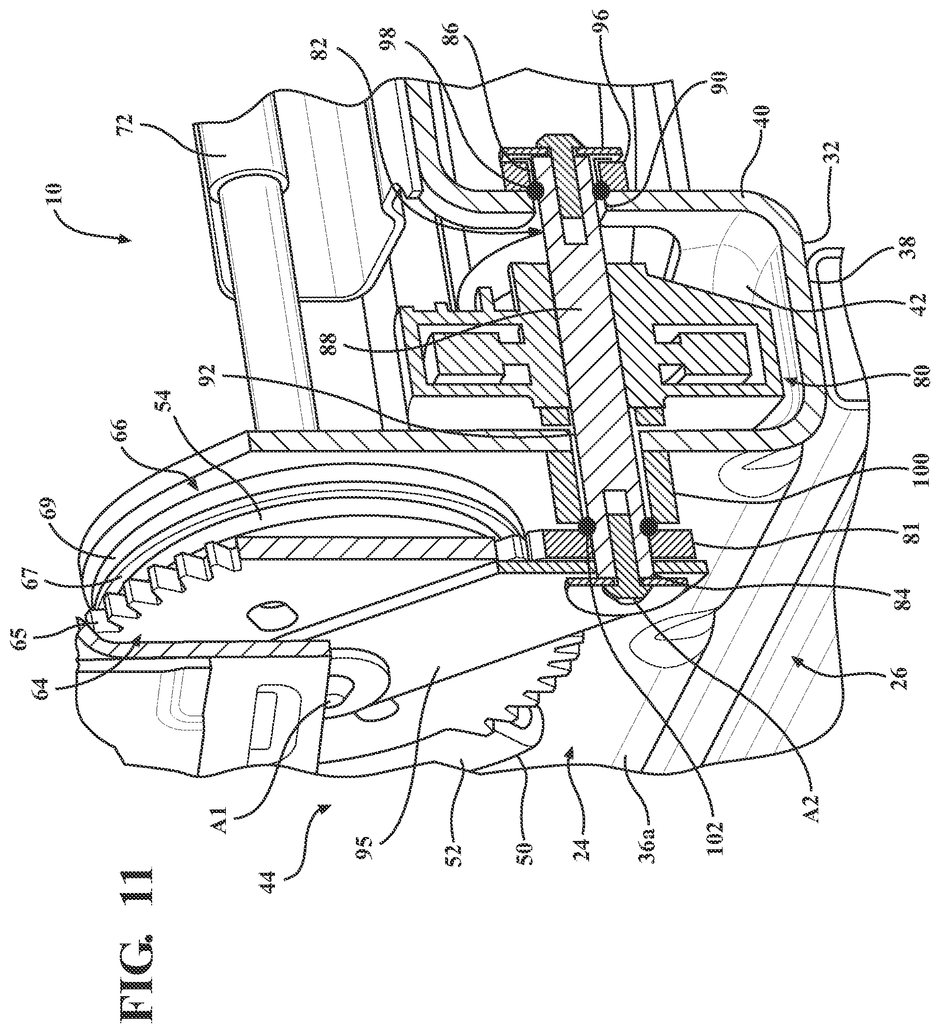 Patent US12090895 Figure 11 – Seat assembly with power easy entry having concentric motion