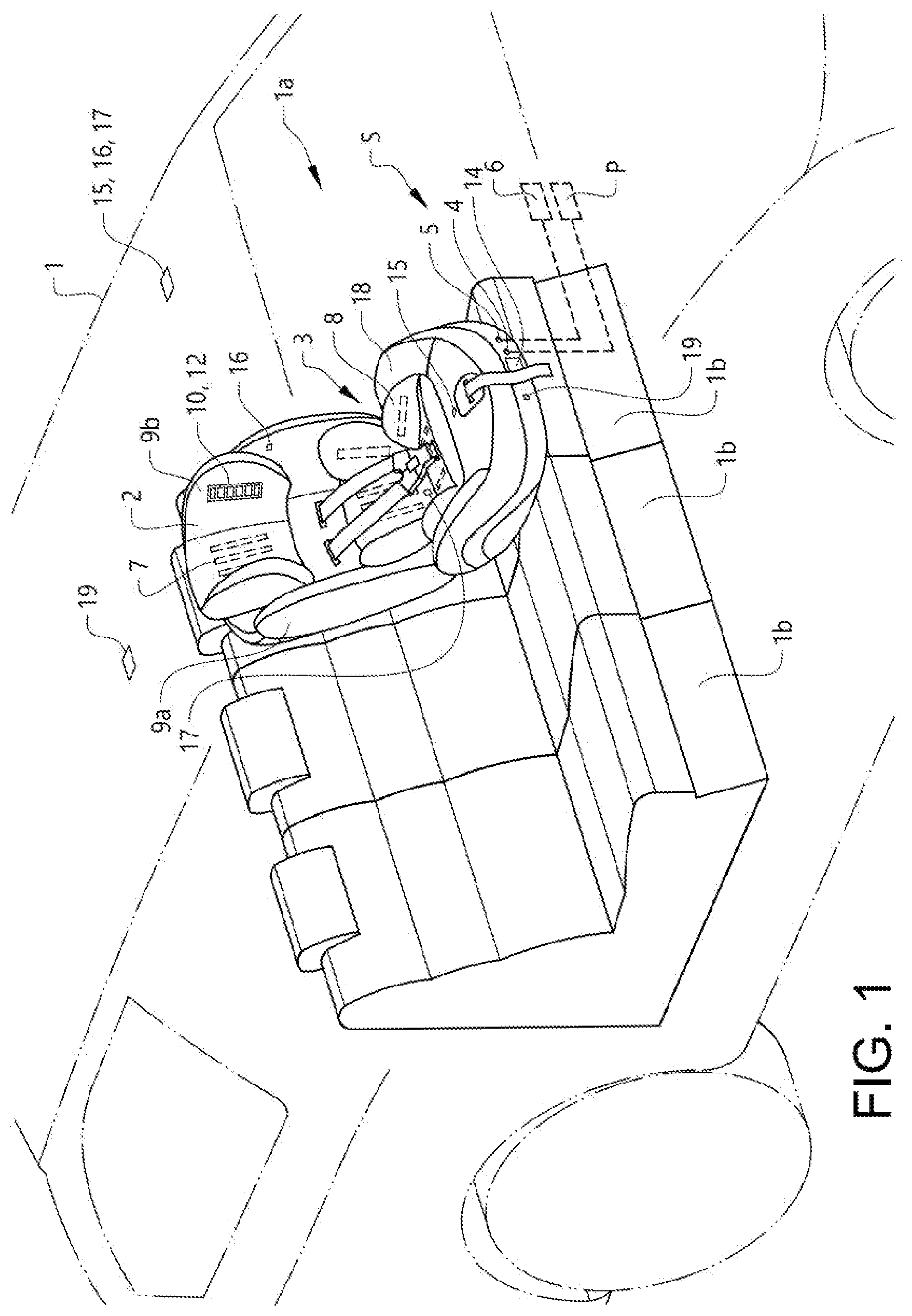 Patent US12090898 Figure 1 – Child seat, a child seat system, and a method for operating a child seat system