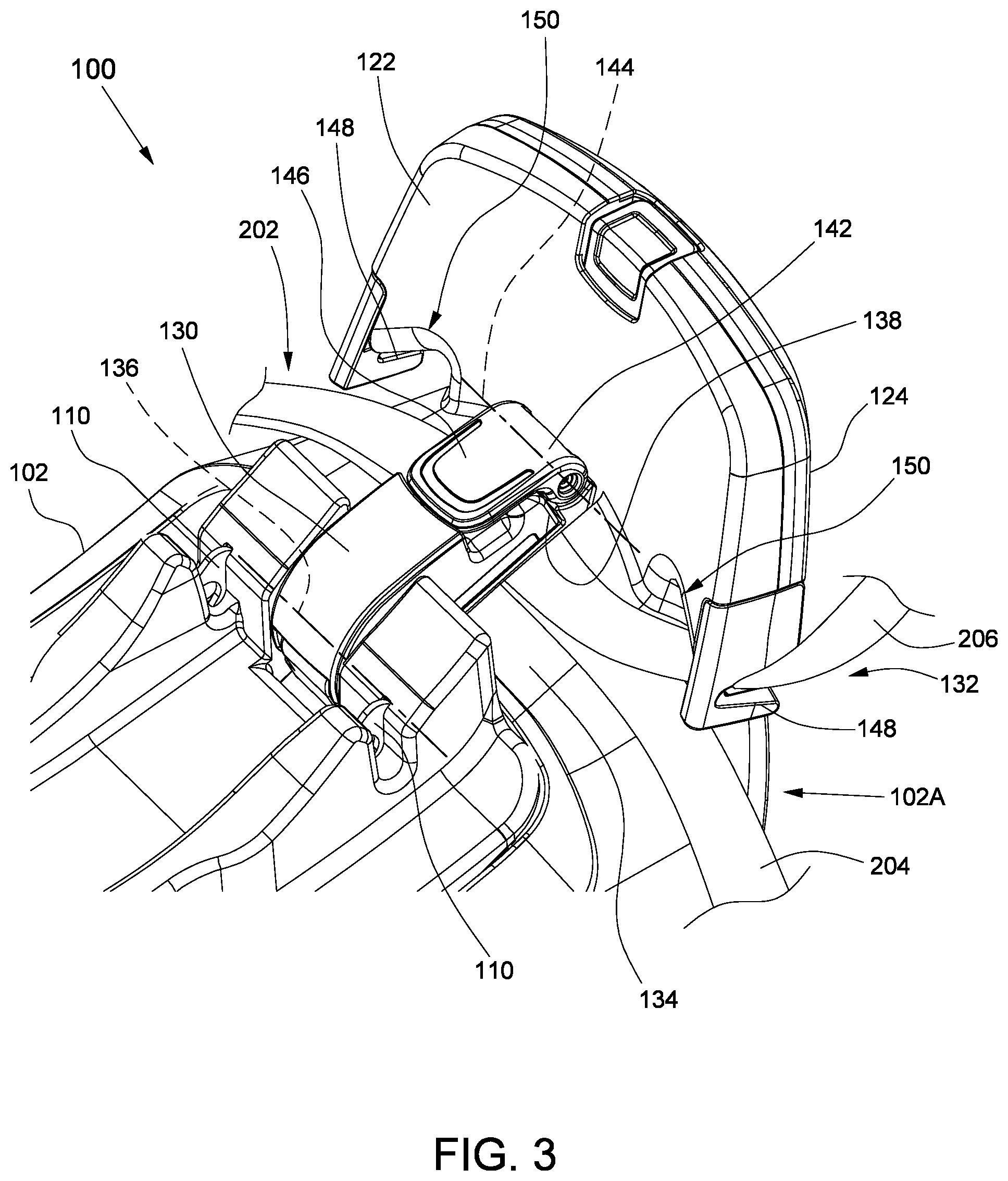 Patent US12090900 Figure 3 – Support base for a child safety seat