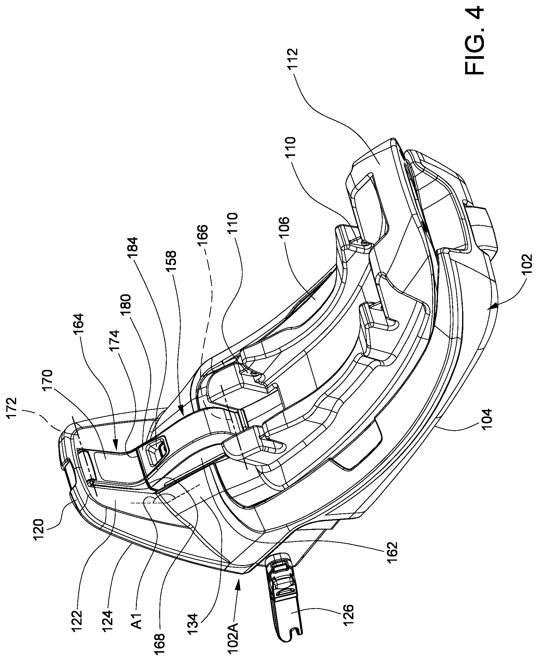 Patent US12090900 Figure 4 – Support base for a child safety seat