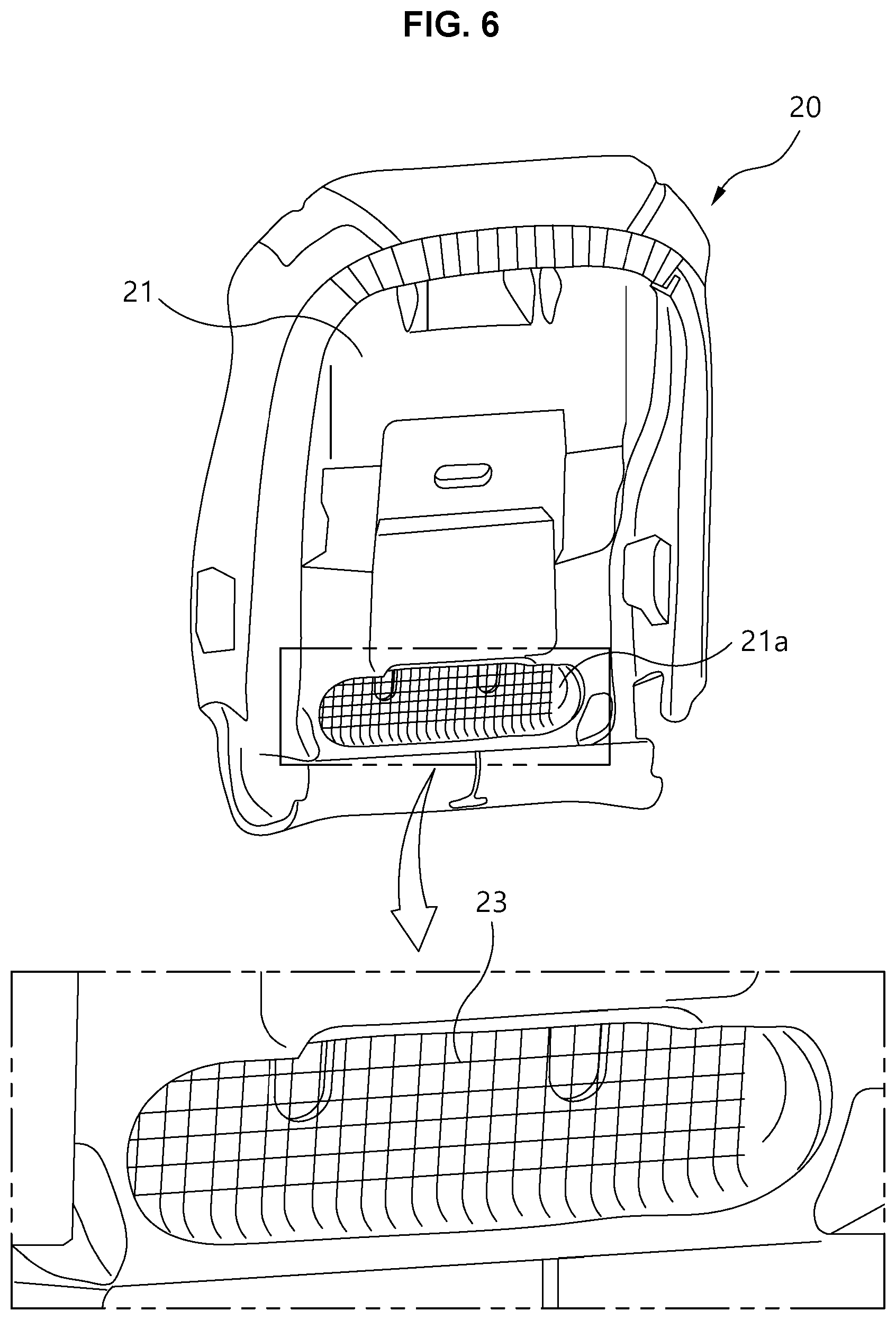 Patent US12090902 Figure 6 – Mesh integrated seat pad assembly