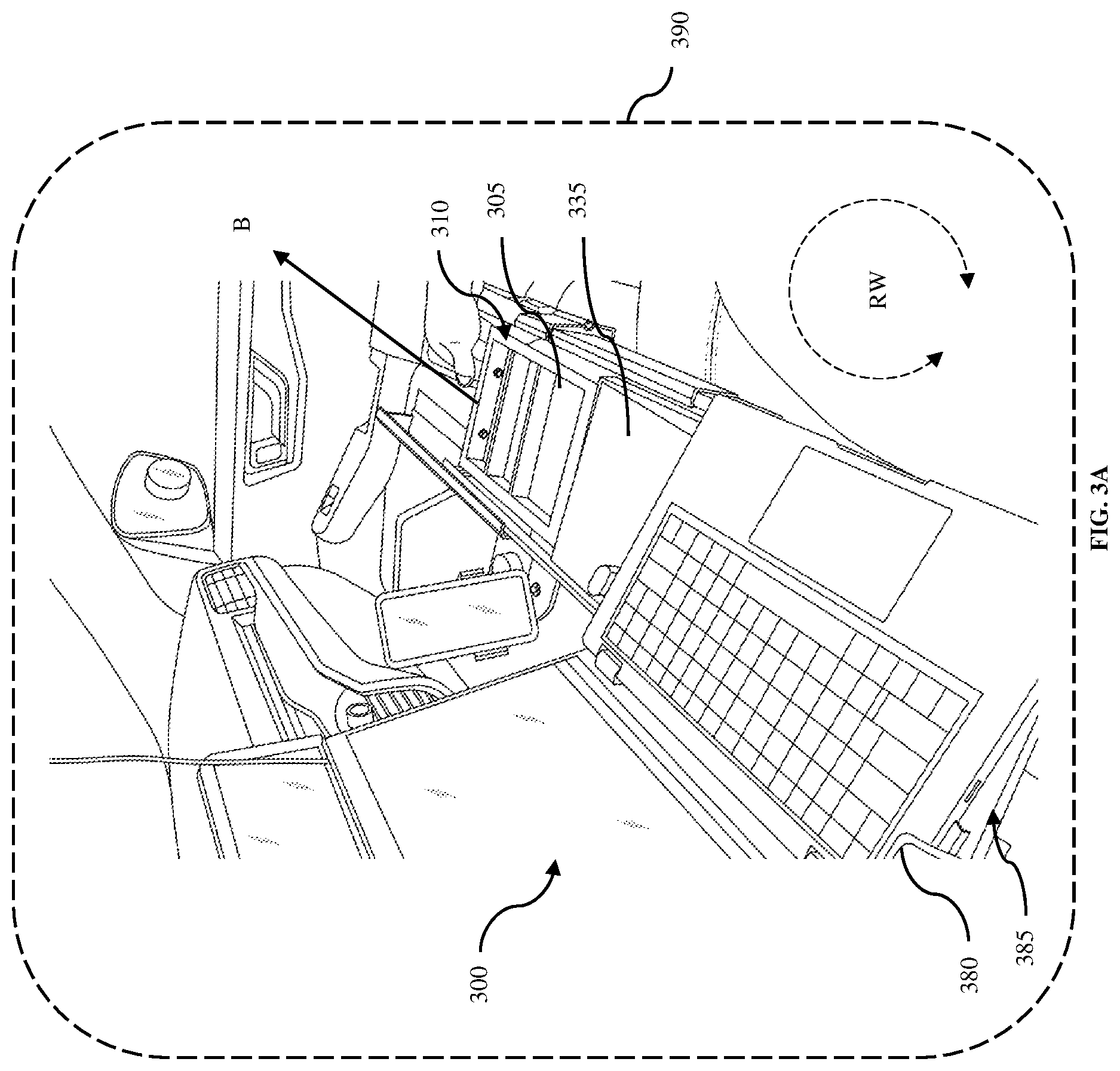Patent US12090906 Figure 4 – Portable table system for mounting within a vehicle to provide a workspace within the vehicle