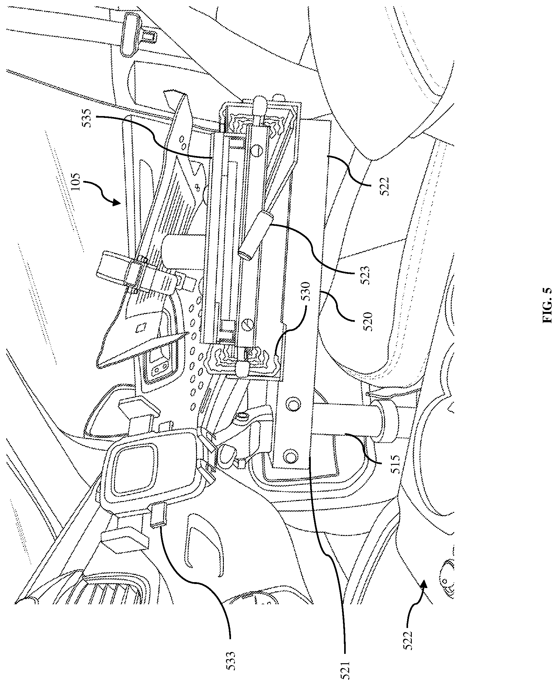 Patent US12090906 Figure 7 – Portable table system for mounting within a vehicle to provide a workspace within the vehicle