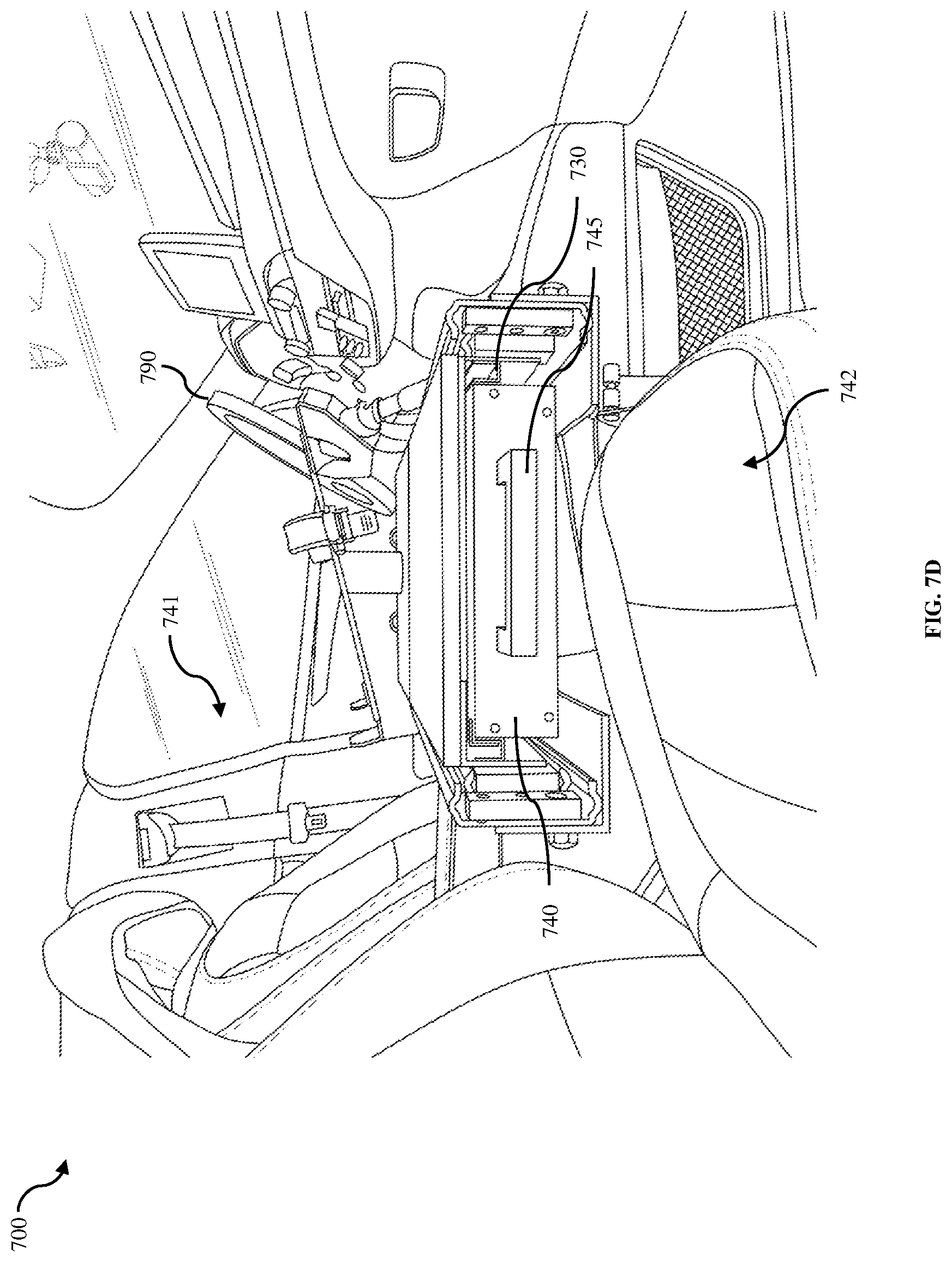 Patent US12090906 Figure 11 – Portable table system for mounting within a vehicle to provide a workspace within the vehicle