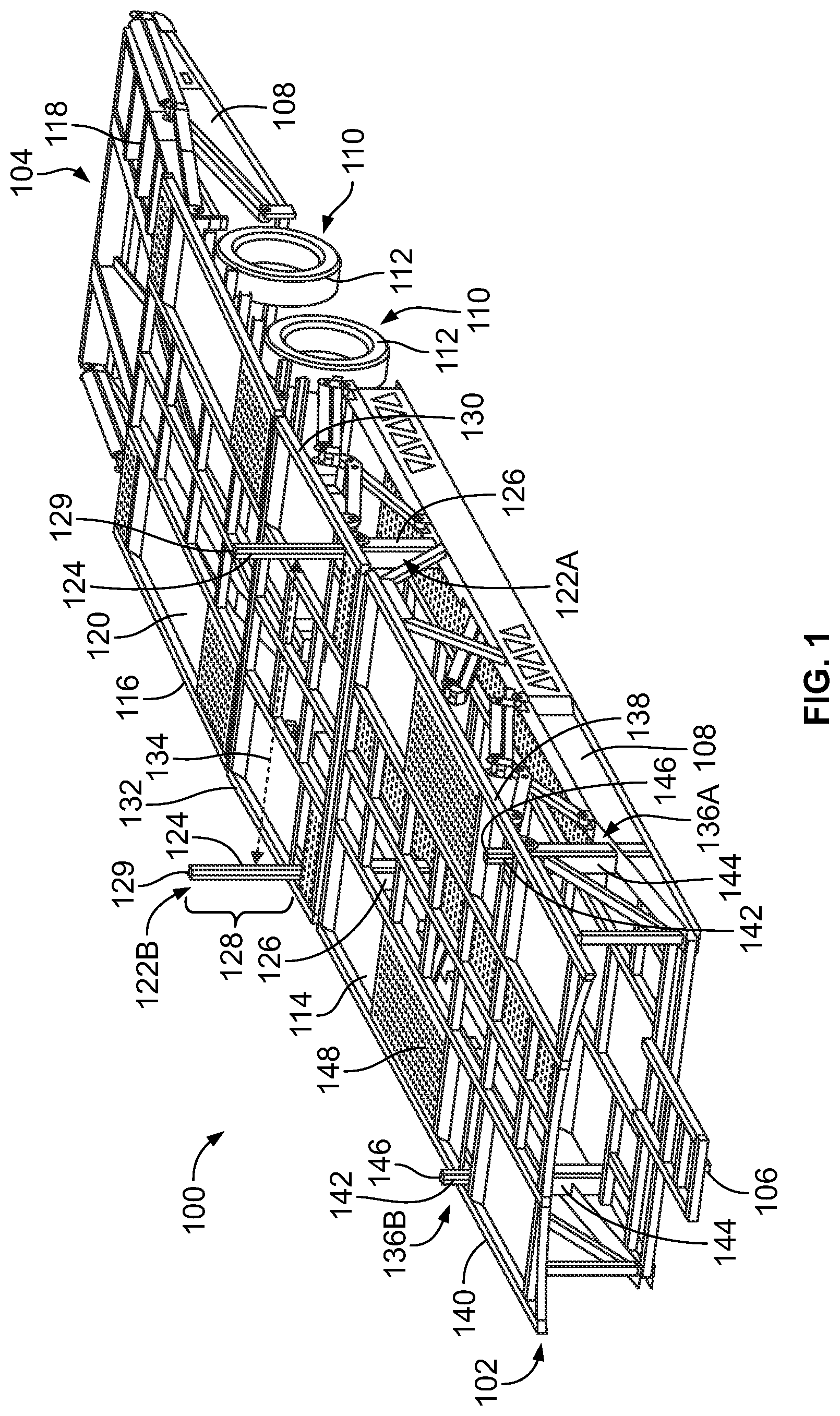 Patent US12090909 Figure 1 – Multi-vehicle transport trailer