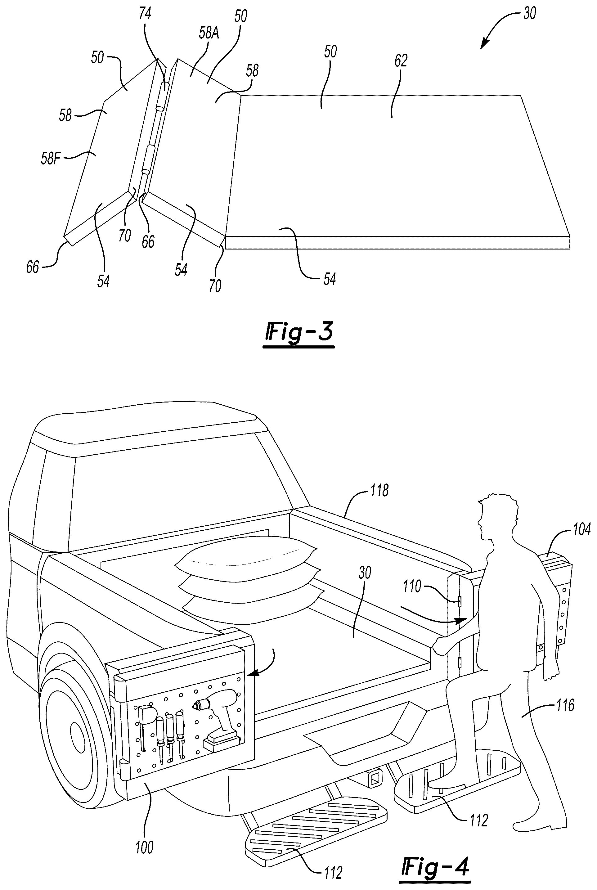 Patent US12090912 Figure 2 – Extendable cargo bed floor and cargo bed side walls
