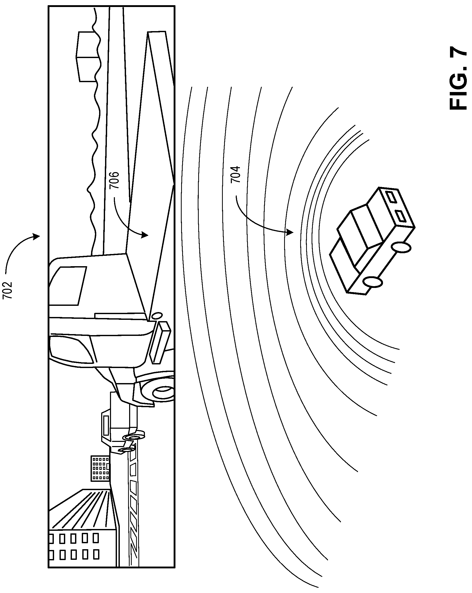 Patent US12090921 Figure 7 – Communicating vehicle information to pedestrians