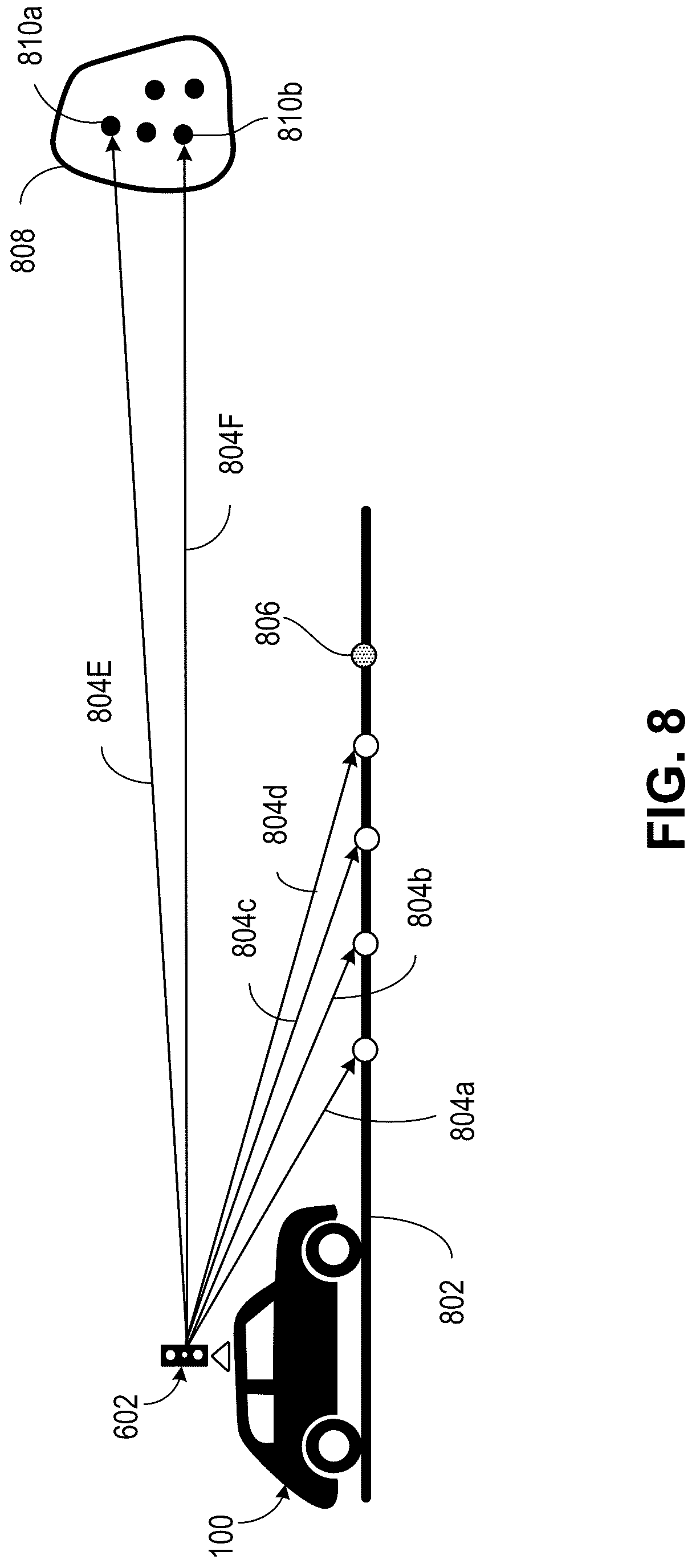 Patent US12090921 Figure 8 – Communicating vehicle information to pedestrians