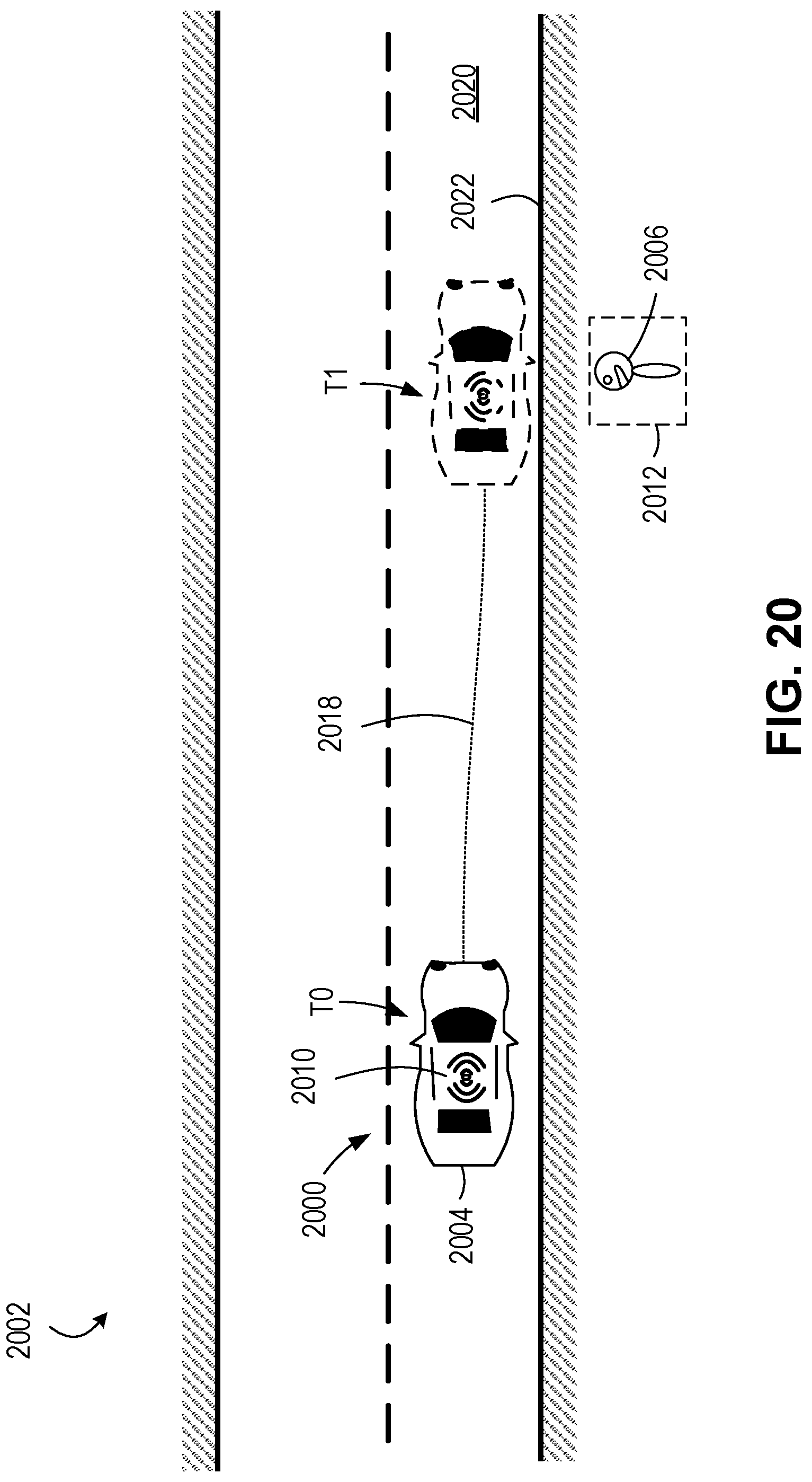 Patent US12090921 Figure 20 – Communicating vehicle information to pedestrians