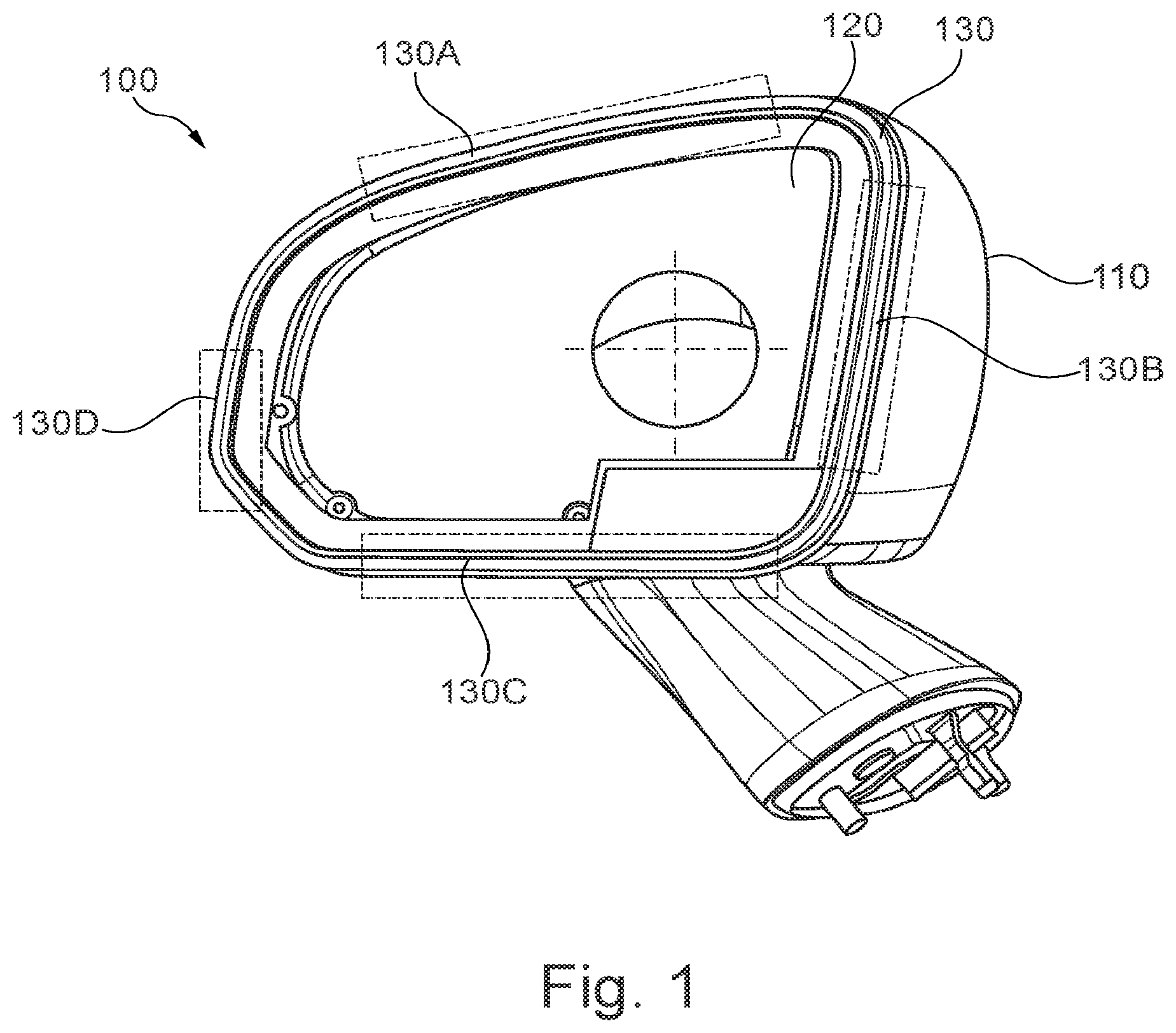 Patent US12090927 Figure 1 – Light emitting mirror bezel
