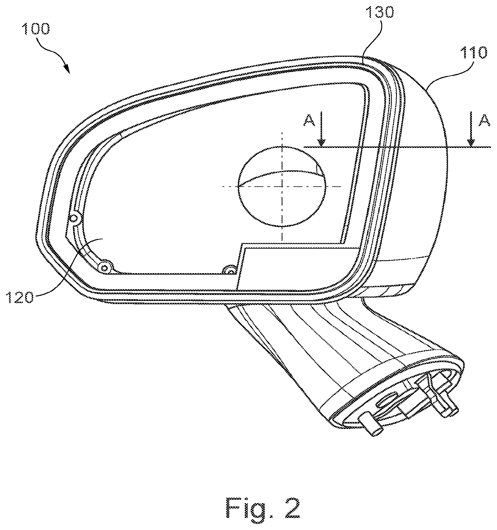 Patent US12090927 Figure 2 – Light emitting mirror bezel