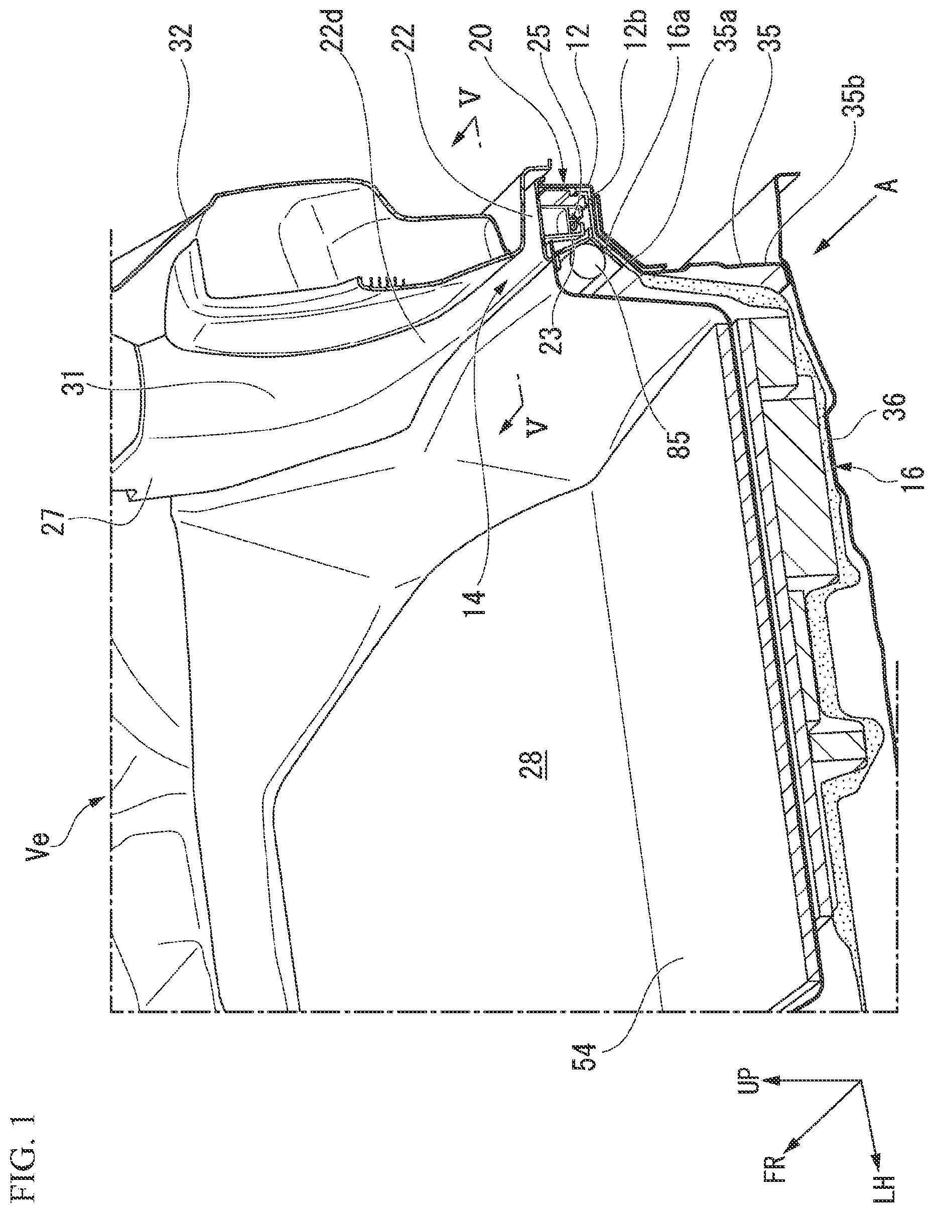 Patent US12090931 Figure 1 – Vehicle floor structure