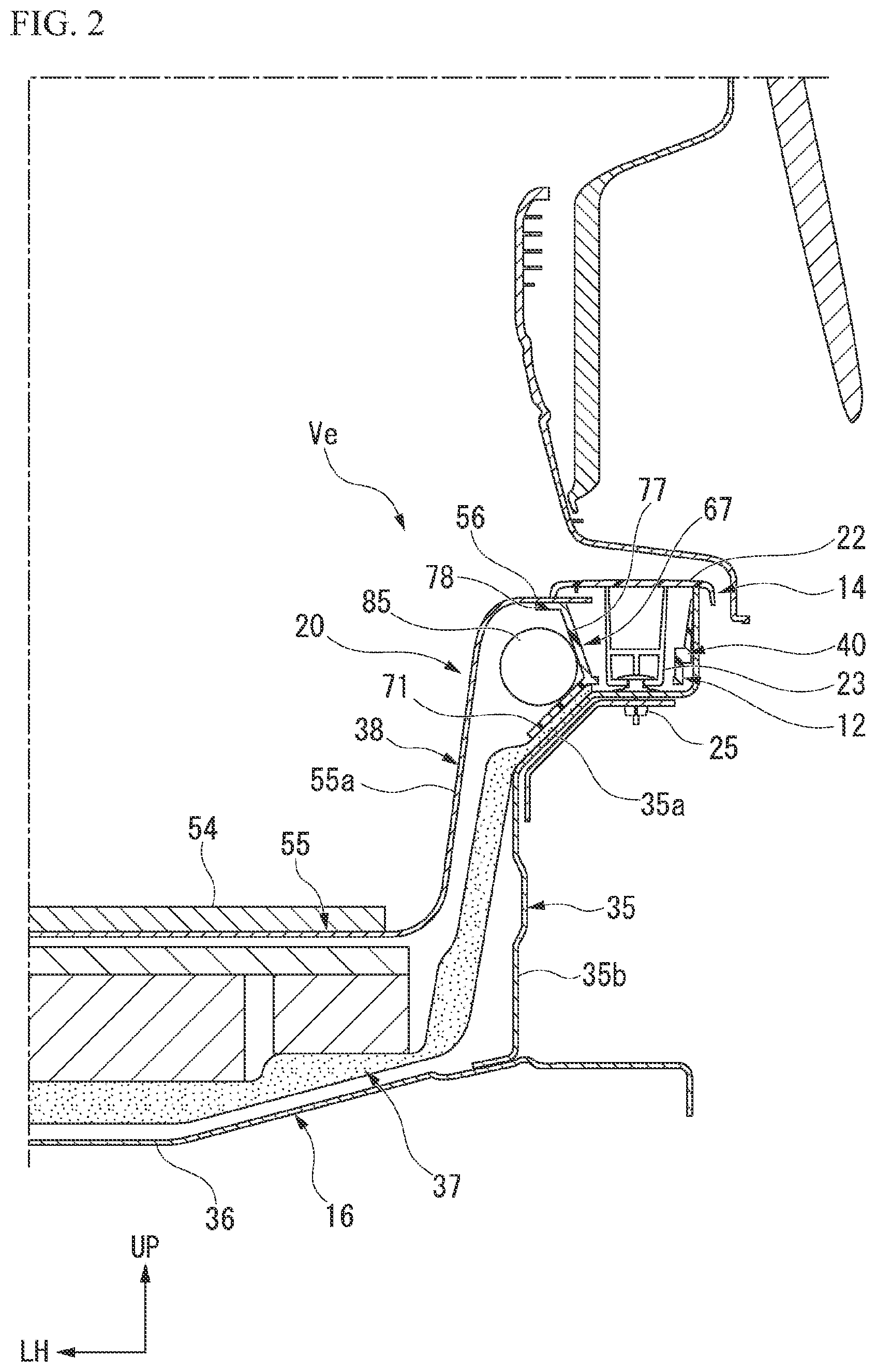 Patent US12090931 Figure 2 – Vehicle floor structure