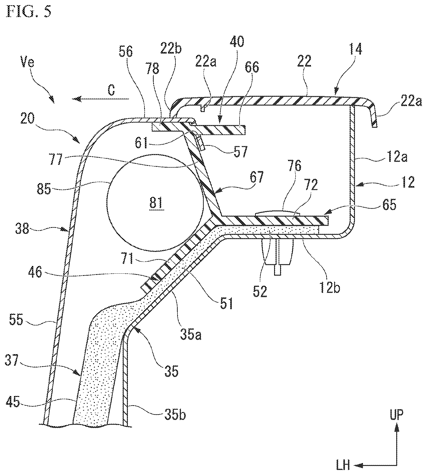 Patent US12090931 Figure 5 – Vehicle floor structure