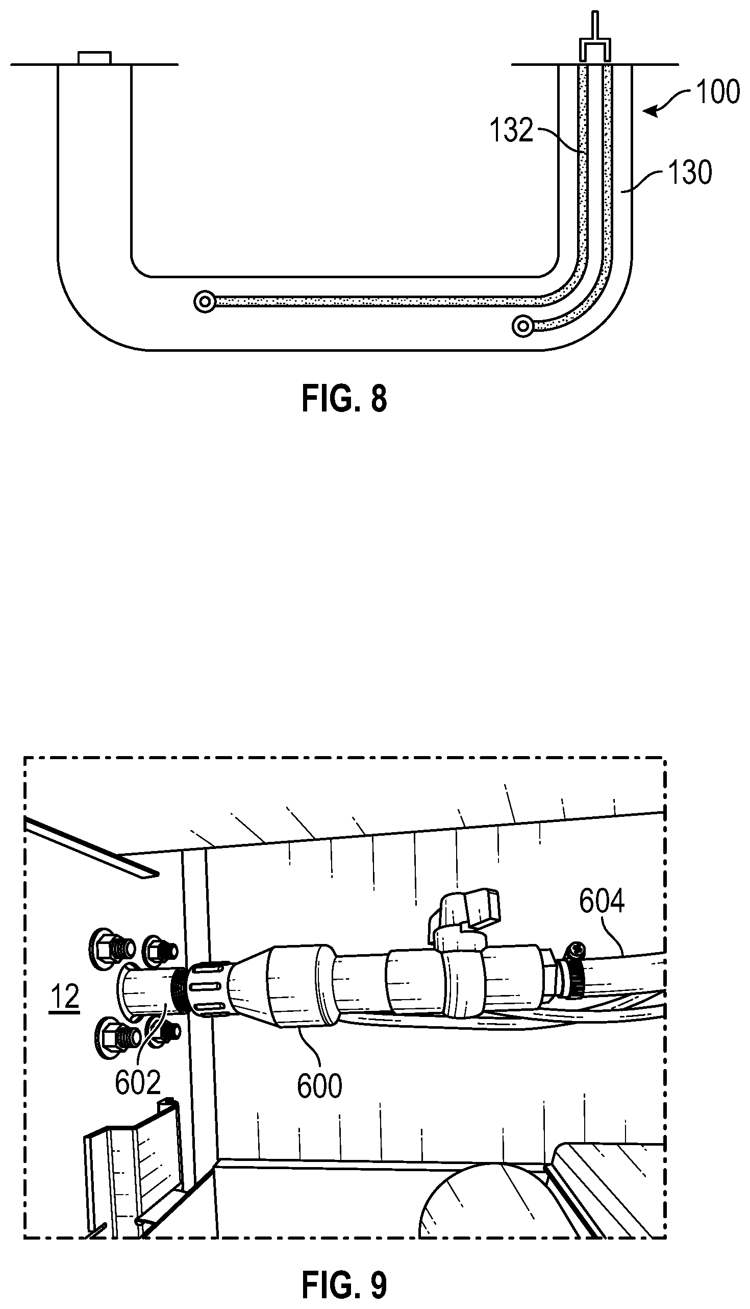 Patent US12090932 Figure 6 – Vehicle grab handle with integral handwash/eye wash fixtures